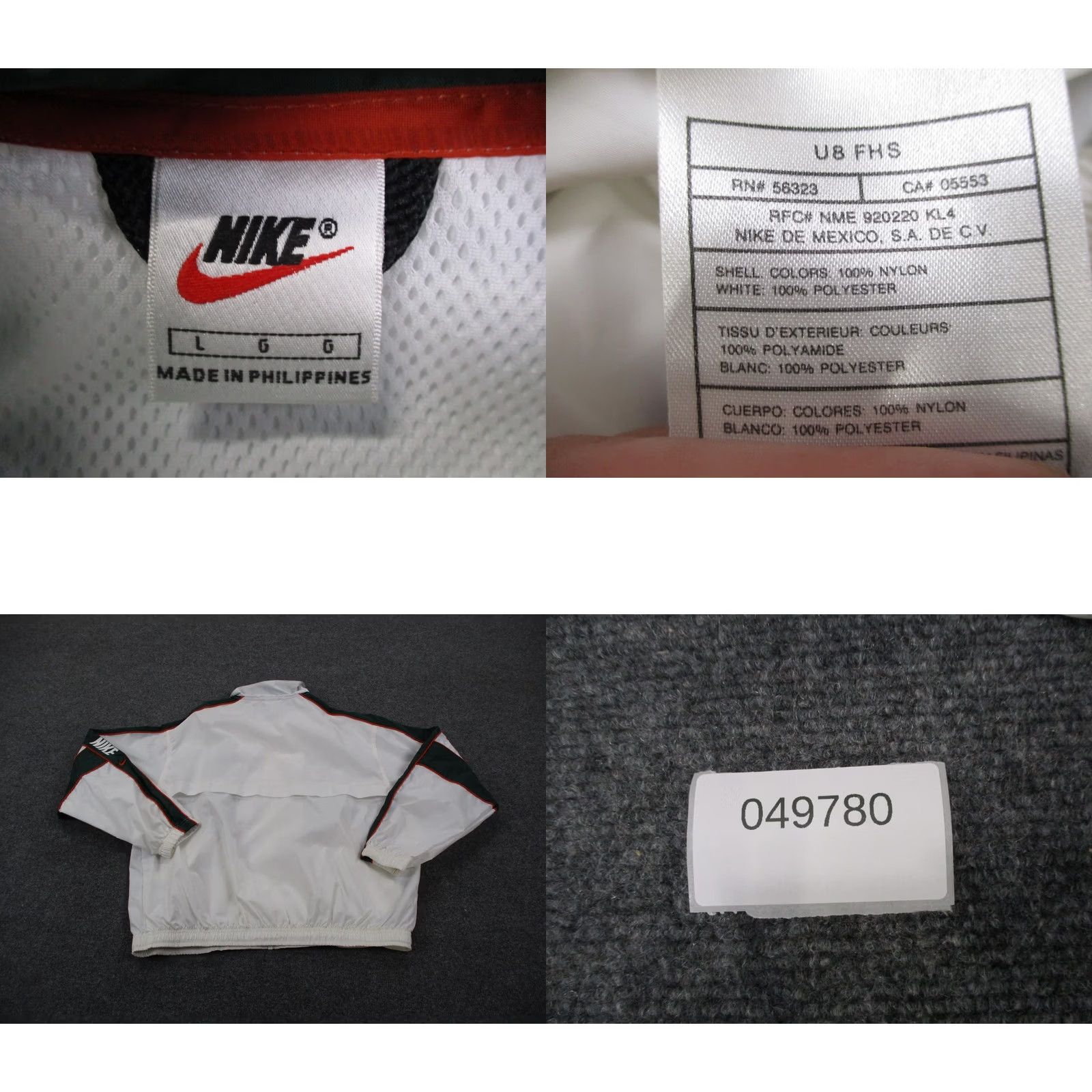 Nike VINTAGE Nike Jacket Mens L White Green Nylon Retro Sport Active Y2K Track Run Size US L / EU 52-54 / 3 - 9 Thumbnail