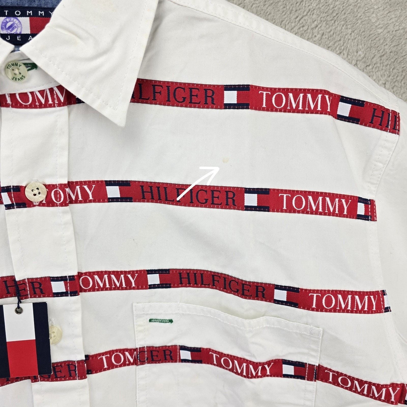 Tommy Hilfiger Vtg Tommy Hilfiger Stripe Button Up Shirt Medium Y2K *FLAWS* Size US M / EU 48-50 / 2 - 7 Thumbnail