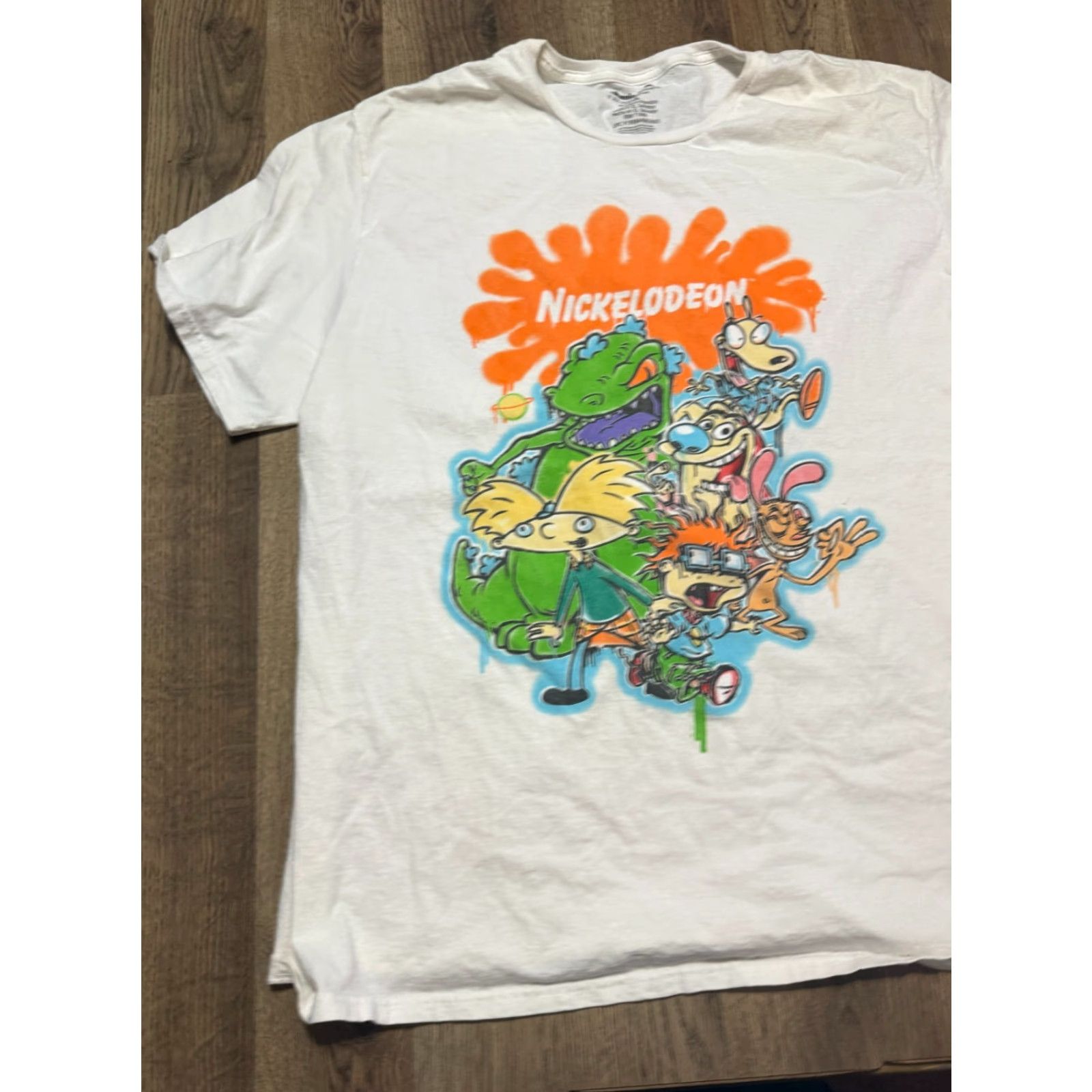 Nickelodeon Nickelodeon Shirt Mens XXL White Rugrats Hey Arnold Ren & Stimpy Rocko's Modern Life Size US XXL / EU 58 / 5 - 3 Thumbnail