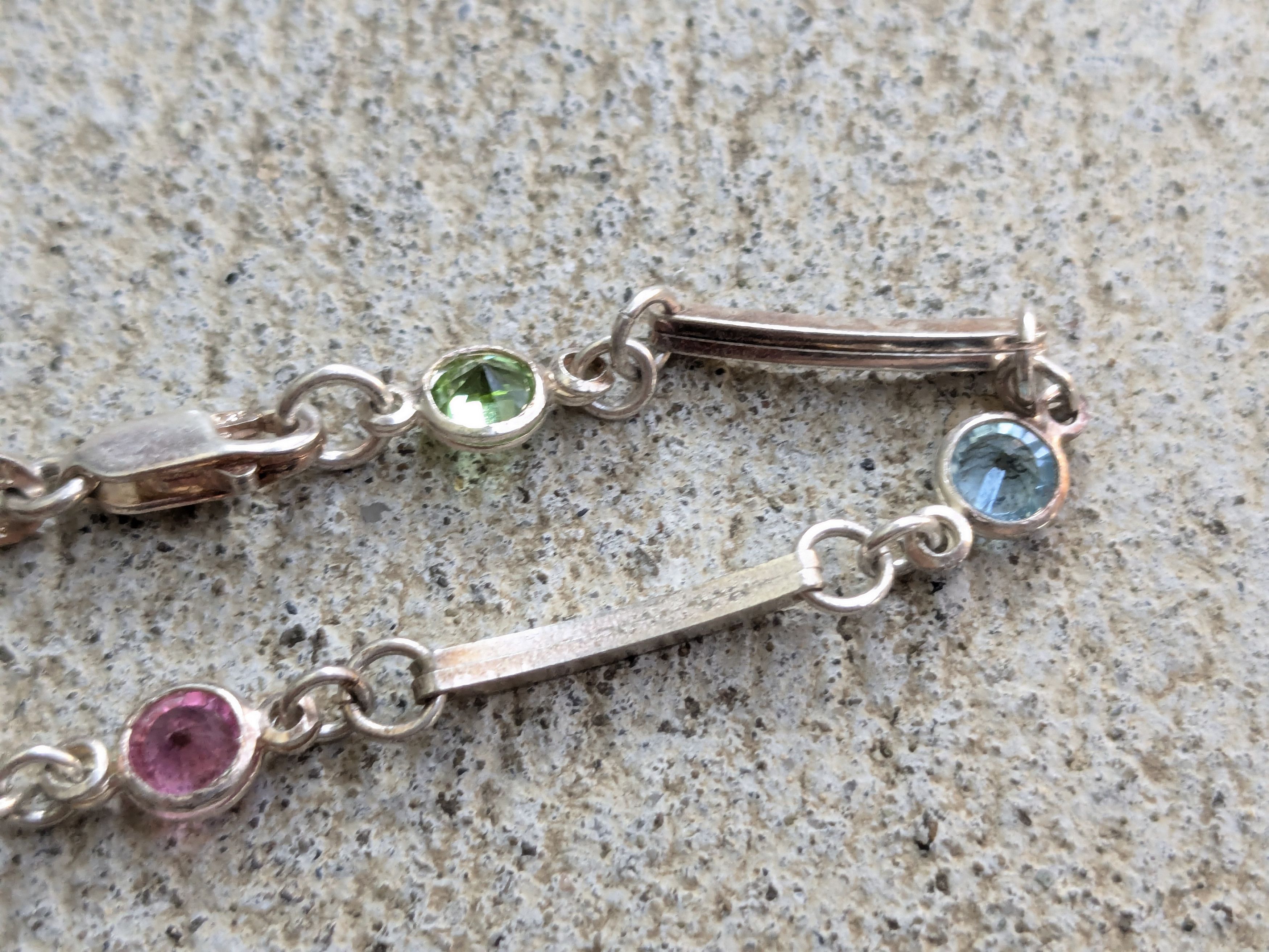 Jewelry Vintage Sterling Silver Bracelet Hexagon Chain 7" Y2K Size ONE SIZE - 9 Thumbnail