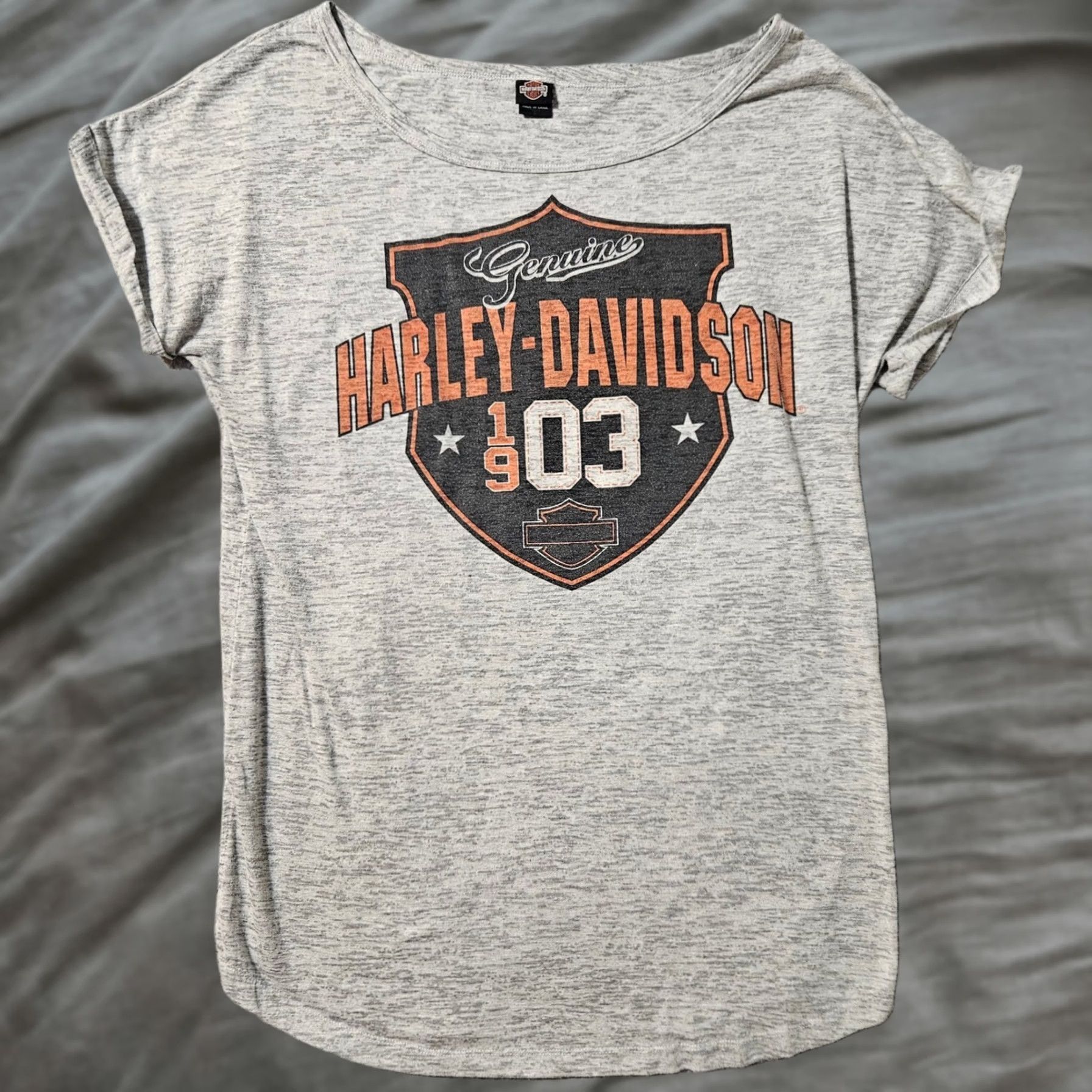 Harley Davidson Harley Davidson Womens XL Ralph Marlin Cotton Short Sleeve Pullover T-Shirt Gray Size XL / US 12-14 / IT 48-50 - 1 Thumbnail