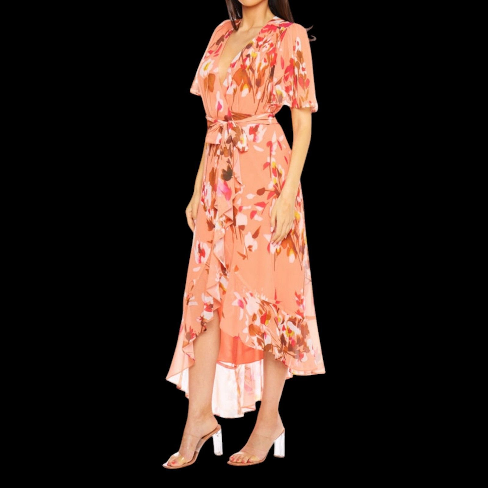 Other Premier Amour - Women's Short Sleeve Floral Midi Fit + Flare Size XS / US 0-2 / IT 36-38 - 14 Thumbnail