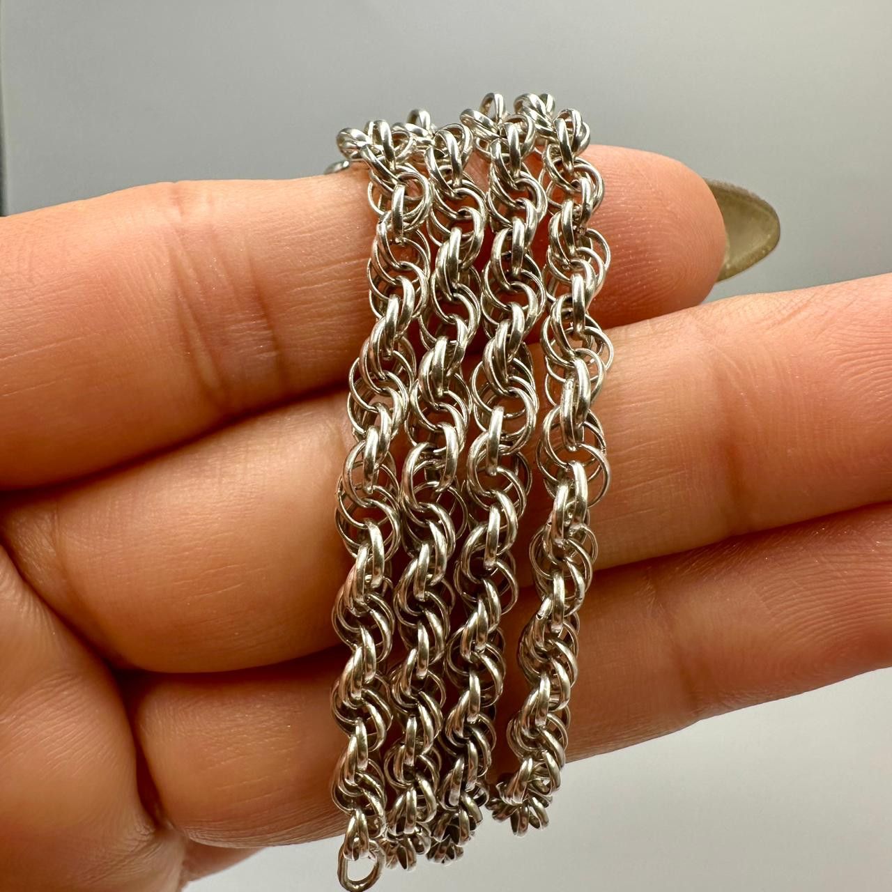 Sterling Silver Vintage 925 Sterling Silver Rope Chain Necklace –Unisex Size ONE SIZE - 4 Thumbnail