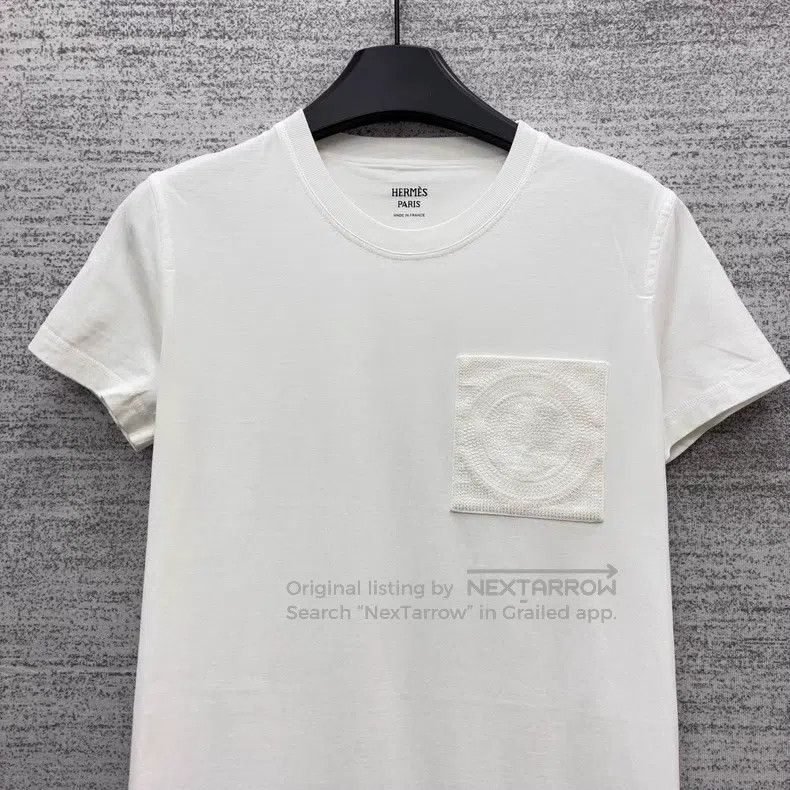 Hermes Hermes Embroidered Pocket Long White Short Sleeve Size XXS / US 00 / IT 34 - 2 Thumbnail