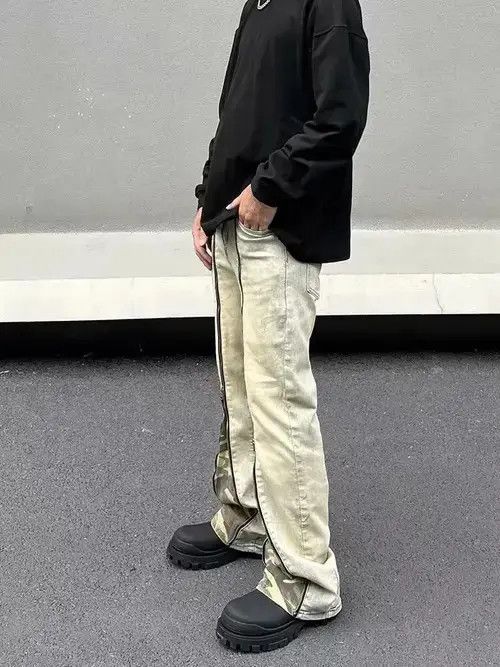 Designer × Japanese Brand × Jean Y2K Zipper Camouflage Spliced Slim Flare Jeans Size US 37 - 2 Thumbnail