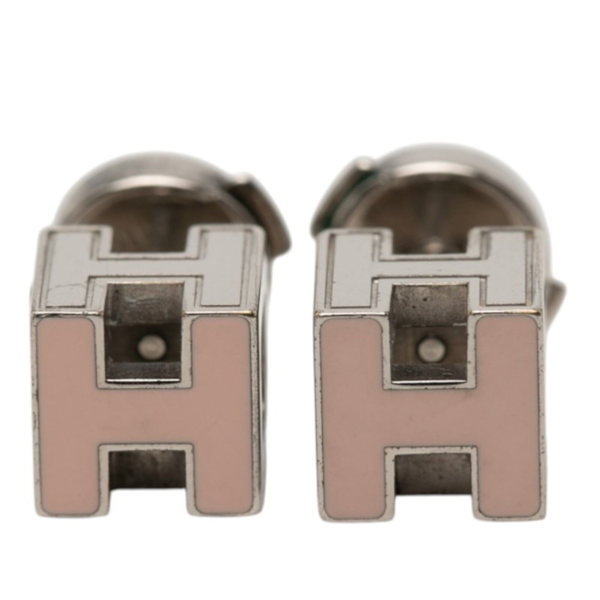 Hermes Hermes Cage d'H H-Cube Earrings, Silver and Light Pink Metal Enamel, Women's HERMES Size ONE SIZE - 1 Thumbnail