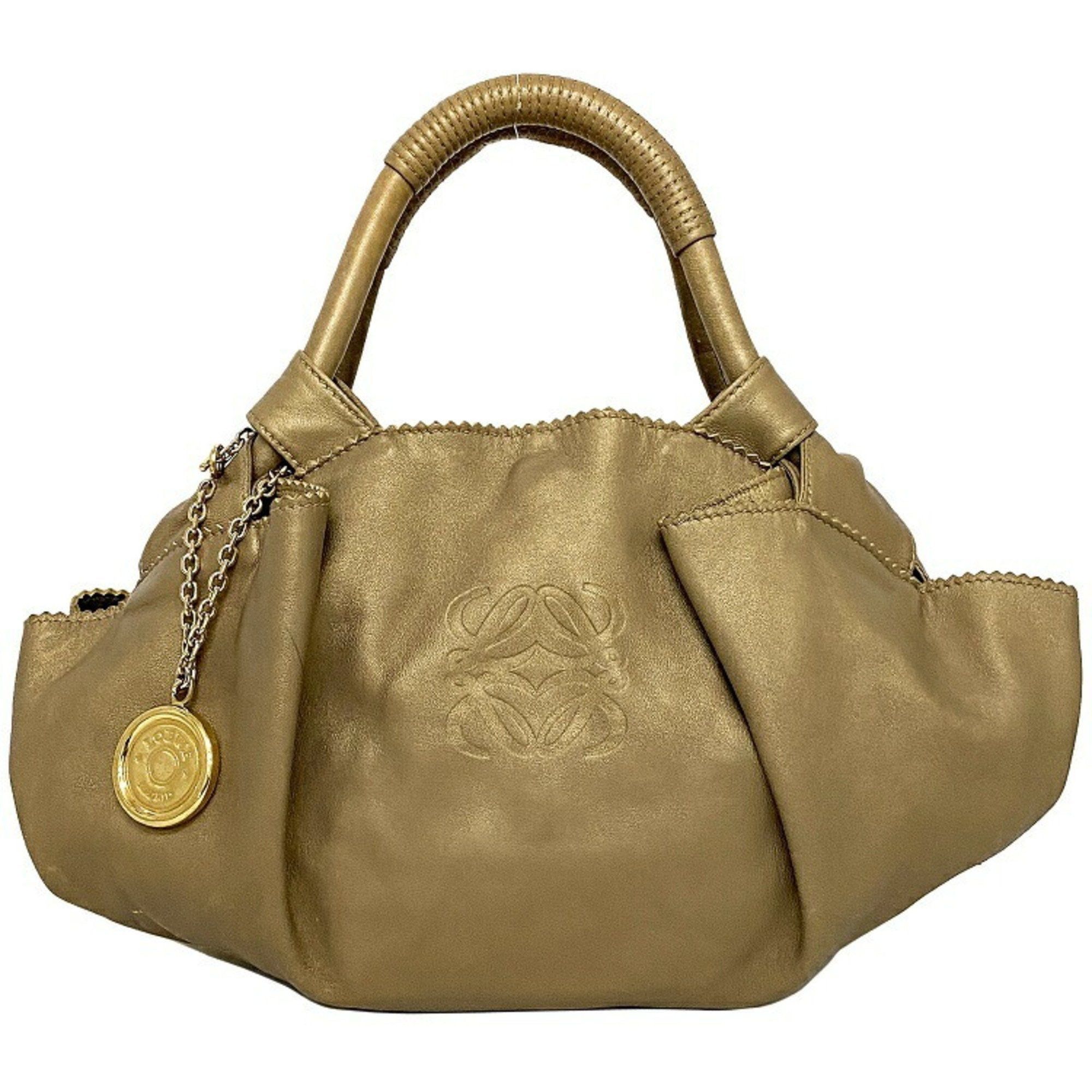 image of Loewe Handbag Nappa Aire Gold Anagram Leather Loewe Soft Ladies in Black, Women's