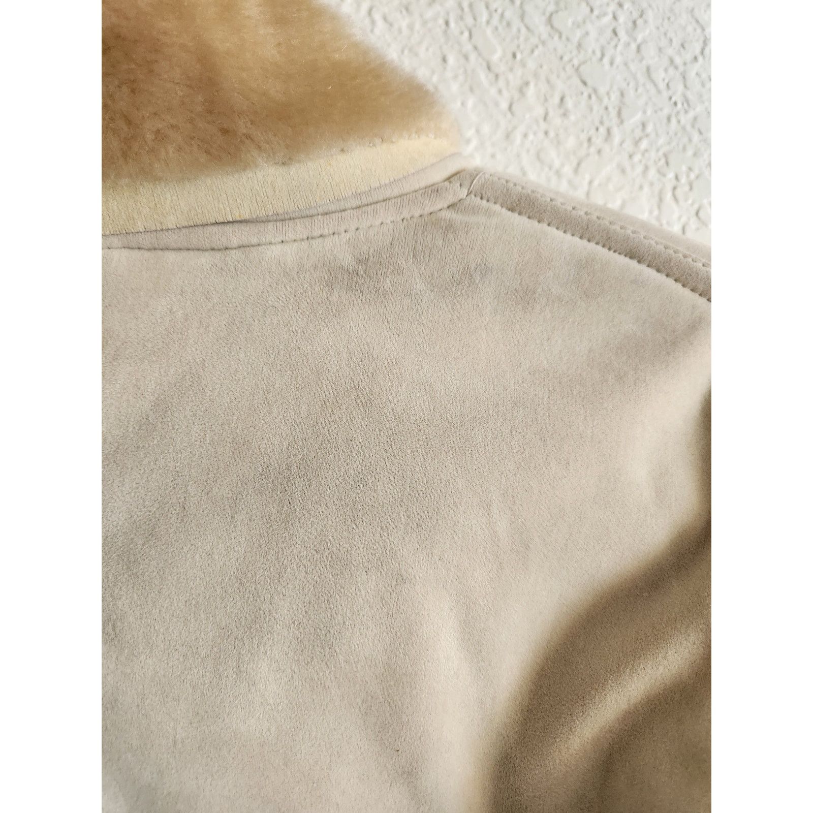 Other Y2k Oscar Sports Faux Fur Trimmed Suede Cream Jacket- Lg Size L / US 10 / IT 46 - 3 Thumbnail