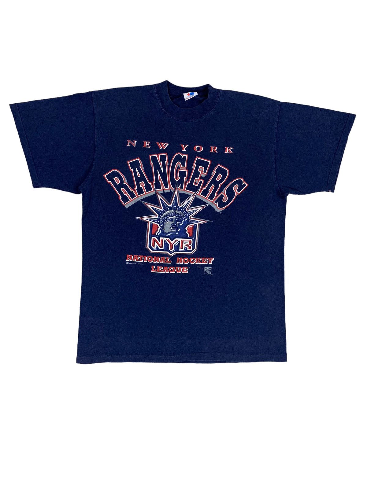 NHL Vintage 90s New York Rangers Lady Liberty Graphic Tshirt Size US L / EU 52-54 / 3 - 1 Thumbnail