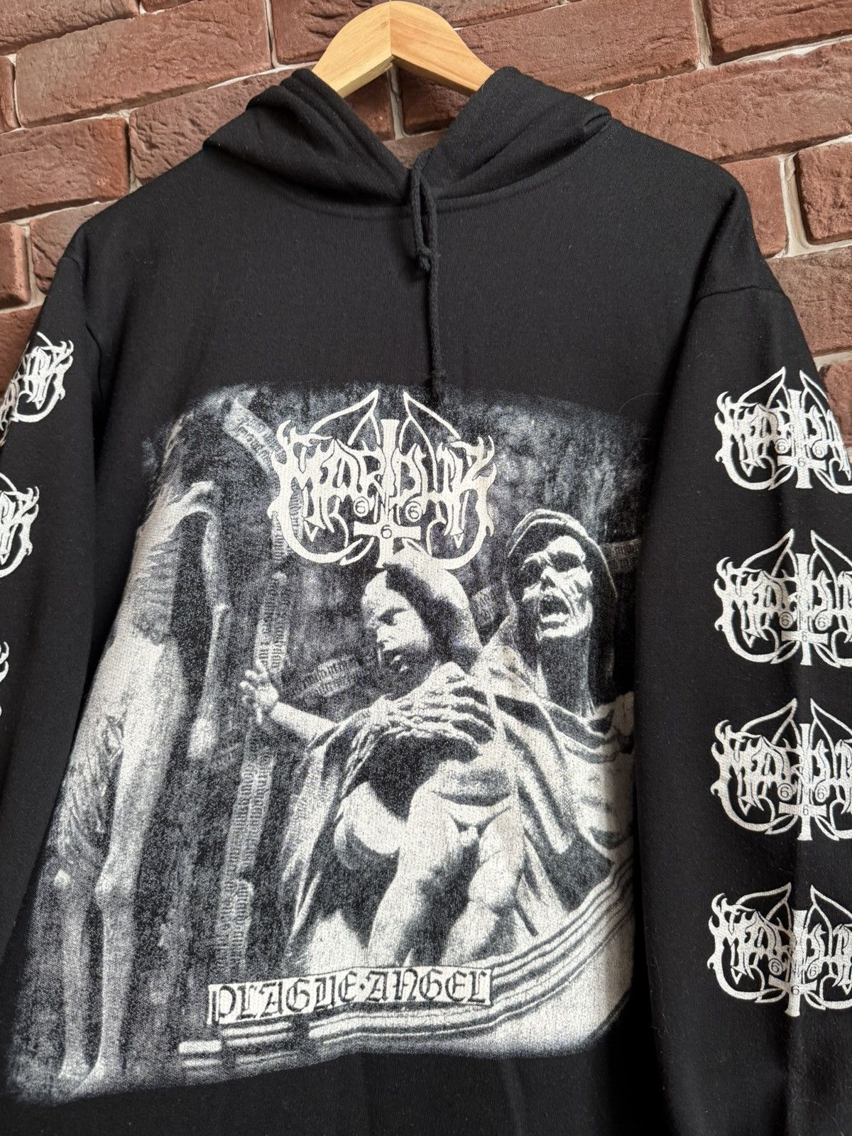 Band Tees VINTAGE 00s MARDUK Plague Angel Black Metal Band HOODIE L Size US L / EU 52-54 / 3 - 4 Thumbnail