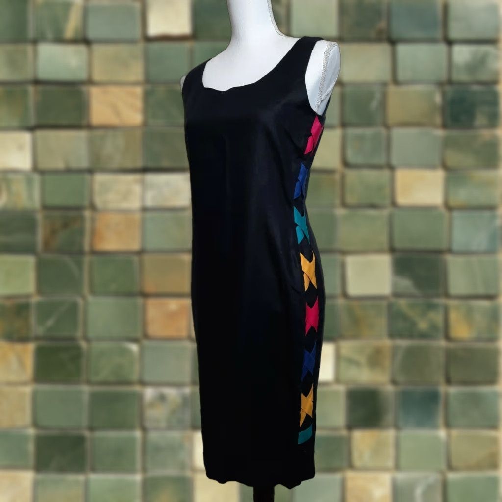 Etro VINTAGE Outlander Linen Retro Little Black Dress Cocktail Size 10 Medium M 90s - Wiggle/Pencil Mod/GoGo 1960s Black Size S/M Couture? Size S / US 4 / IT 40 - 1 Thumbnail