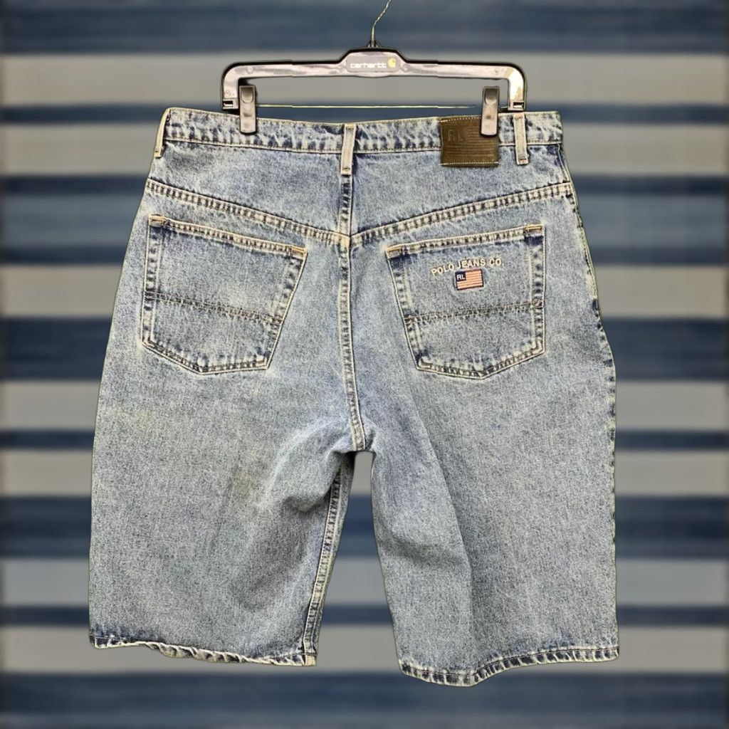 Polo Ralph Lauren VINTAGE Polo Ralph Lauren Denim Shorts Men 38 Baggy Y2K 90s Skater Wide Leg Blue USA Jean Shorts Mens 38 Baggy 90s Y2K Polo Ralph Lauren Jeans Shorts Size US M / EU 48-50 / 2 - 1 Thumbnail