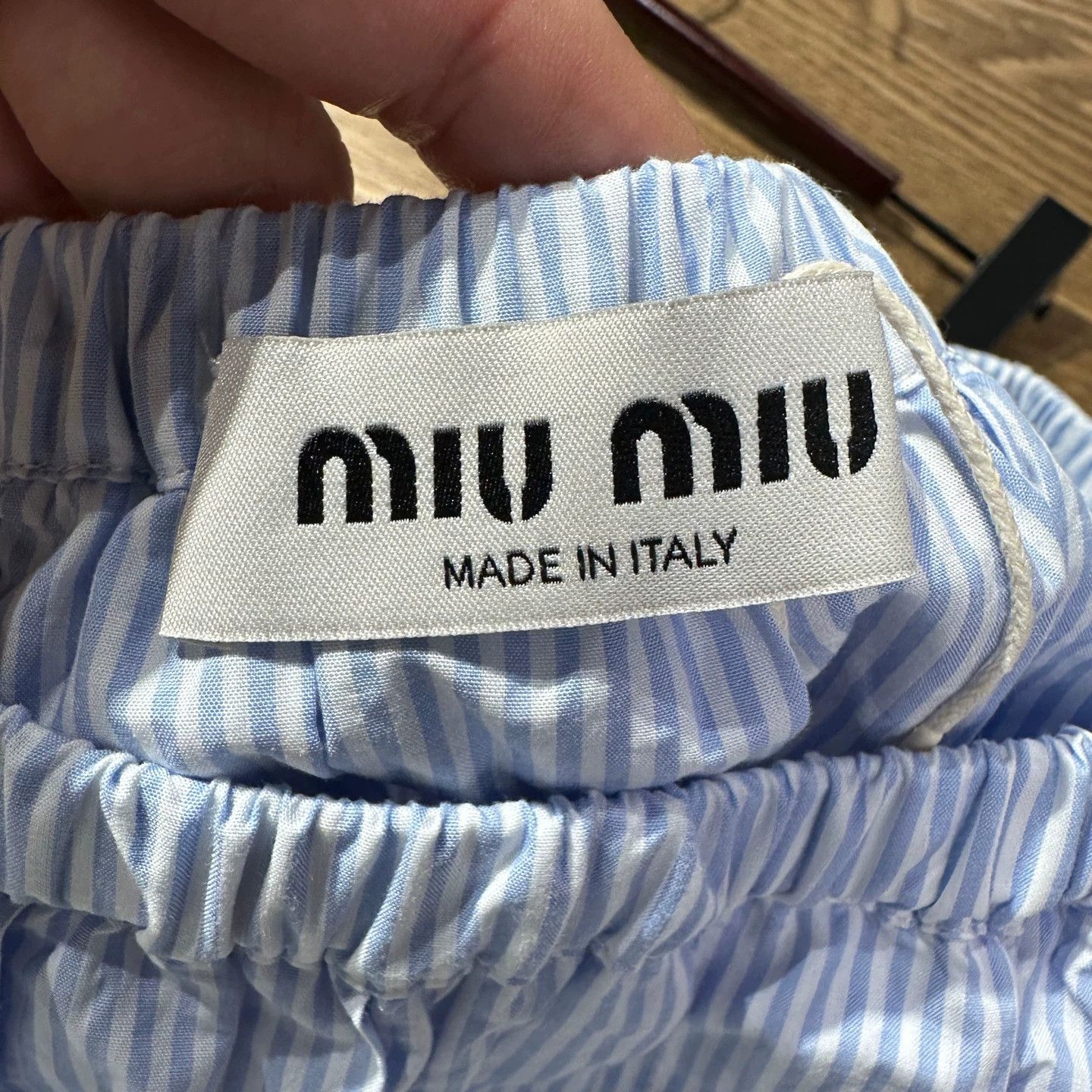 Miu Miu MIU MIU striped logo pleated cotton skirt 36 Size 25" / US 0 / IT 36 - 3 Thumbnail