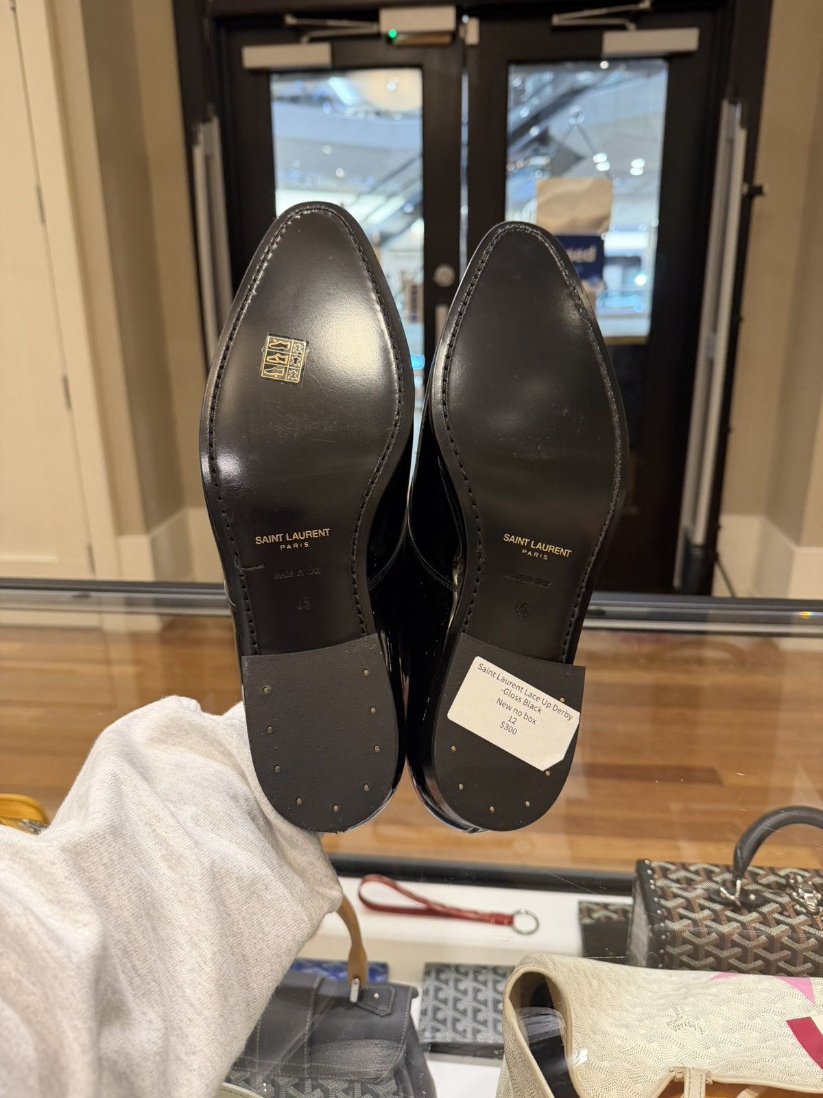 Saint Laurent Paris Saint Laurent Lace Up Patent Derby Shoes Size US 12 / EU 45 - 7 Thumbnail
