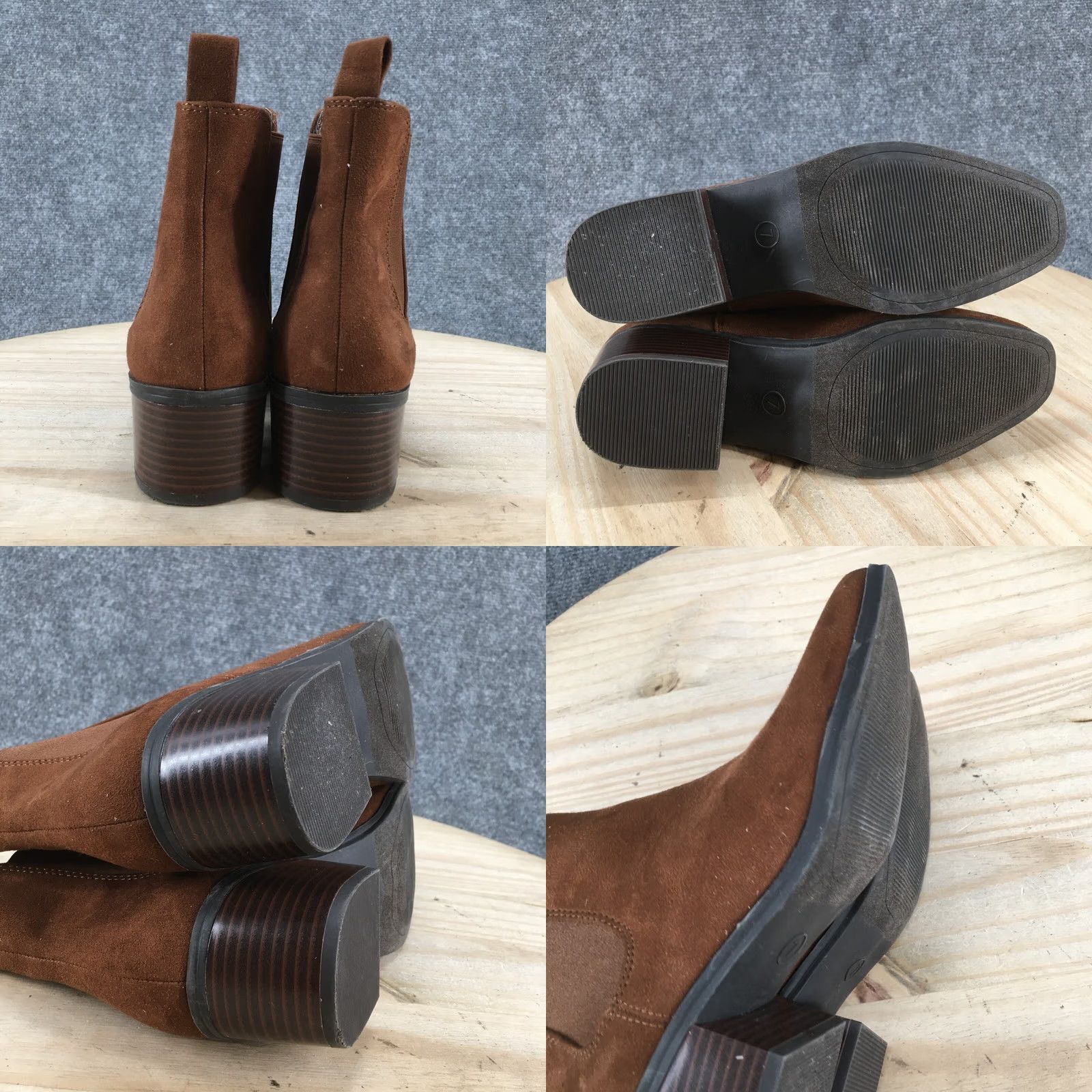Vintage A New Day Boots Womens 7 Chelsea Pull On Ankle Bootie Brown Fabric Heels Casual Size US 7 / IT 37 - 9 Thumbnail
