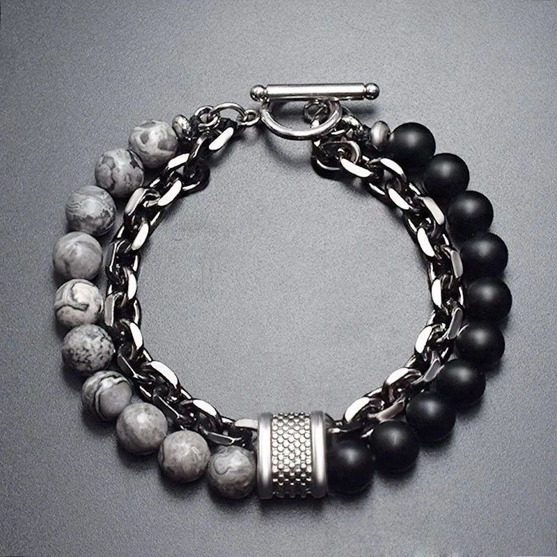 Designer × Jewelry Tiger Eye Stone Beaded Bracelet Stainless Steel Size ONE SIZE - 3 Thumbnail