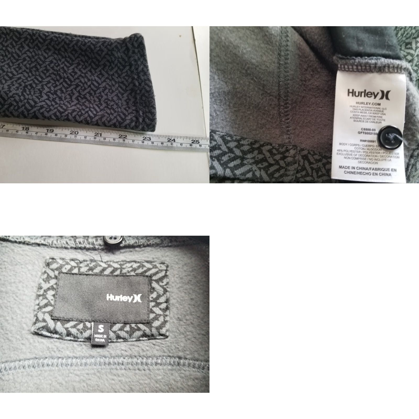 Hurley Hurley Women's Hoodie Full Zip Gray Size Small Logo Fleece Cotton Blend Regular Walking Size S / US 4 / IT 40 - 8 Thumbnail