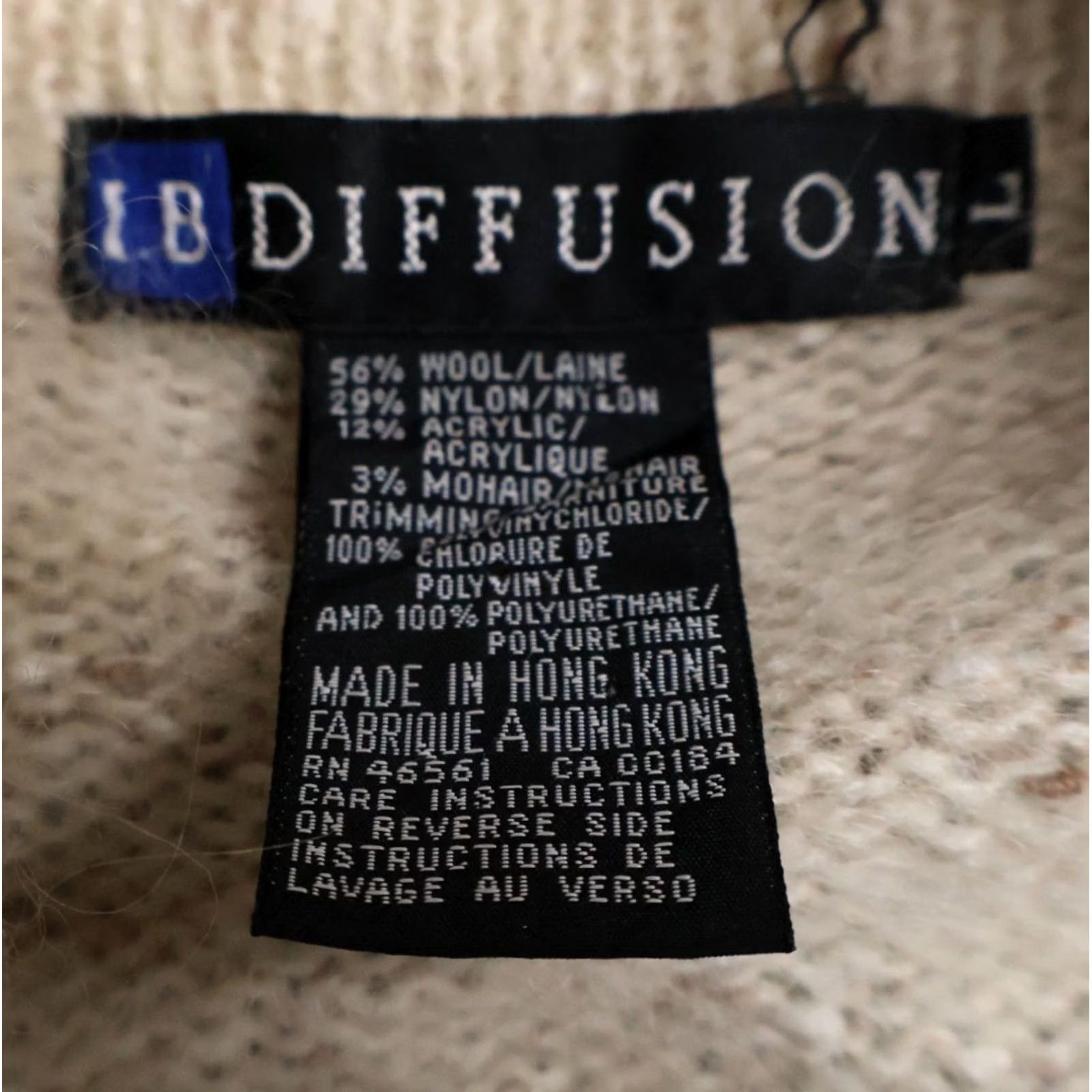 Vintage VINTAGE IB Diffusion Cardigan Sweater Women's Large Beige Beaded Wool Mohair Blend Heavyweight 90s Size L / US 10 / IT 46 - 3 Thumbnail