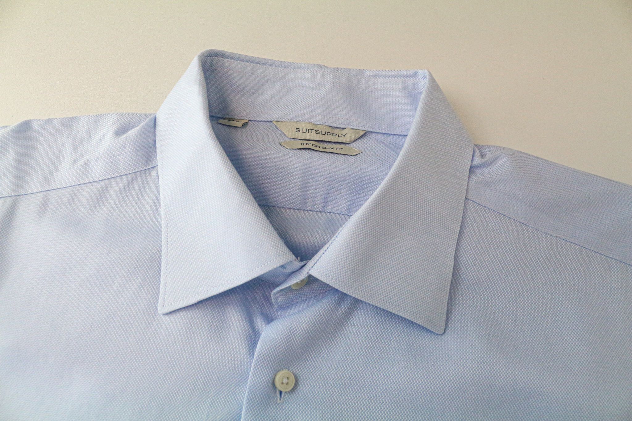 Suitsupply 45-7/17 3/4L Slim Blue Cotton Button-Up Shirt 79165 Size 44L - 3 Thumbnail