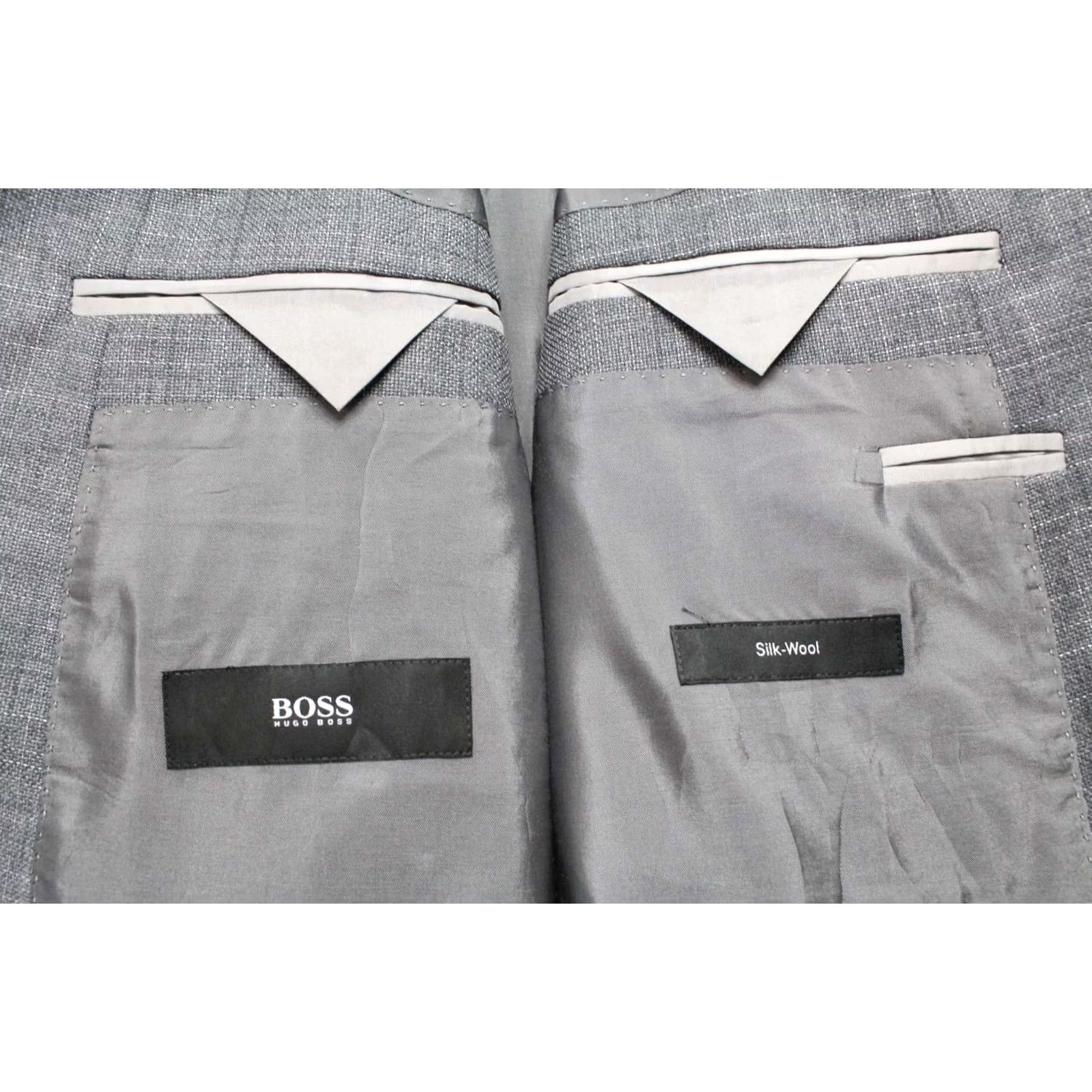 Hugo Boss HUGO BOSS Blazer Men's US 46 Grey Melange Formal Cotton Silk Size 46R - 7 Thumbnail