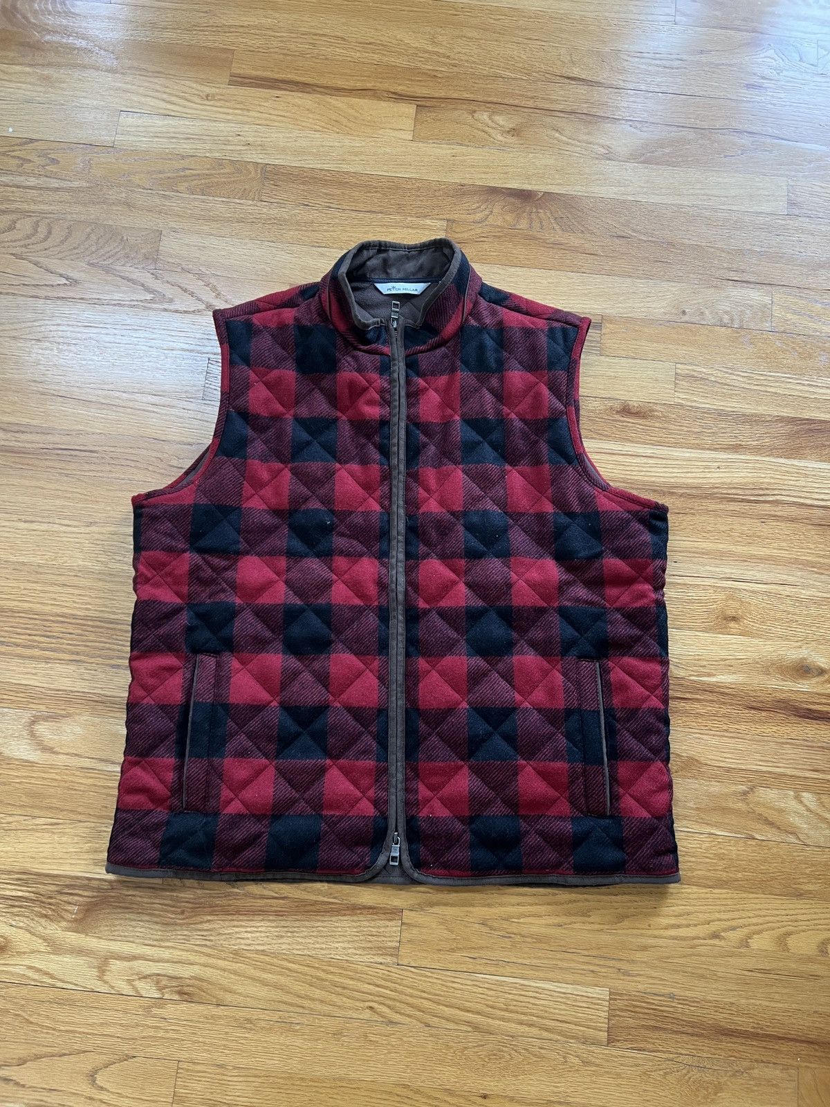 image of Buffalo Check Peter Millar Vest Size XL in Brown, Men's