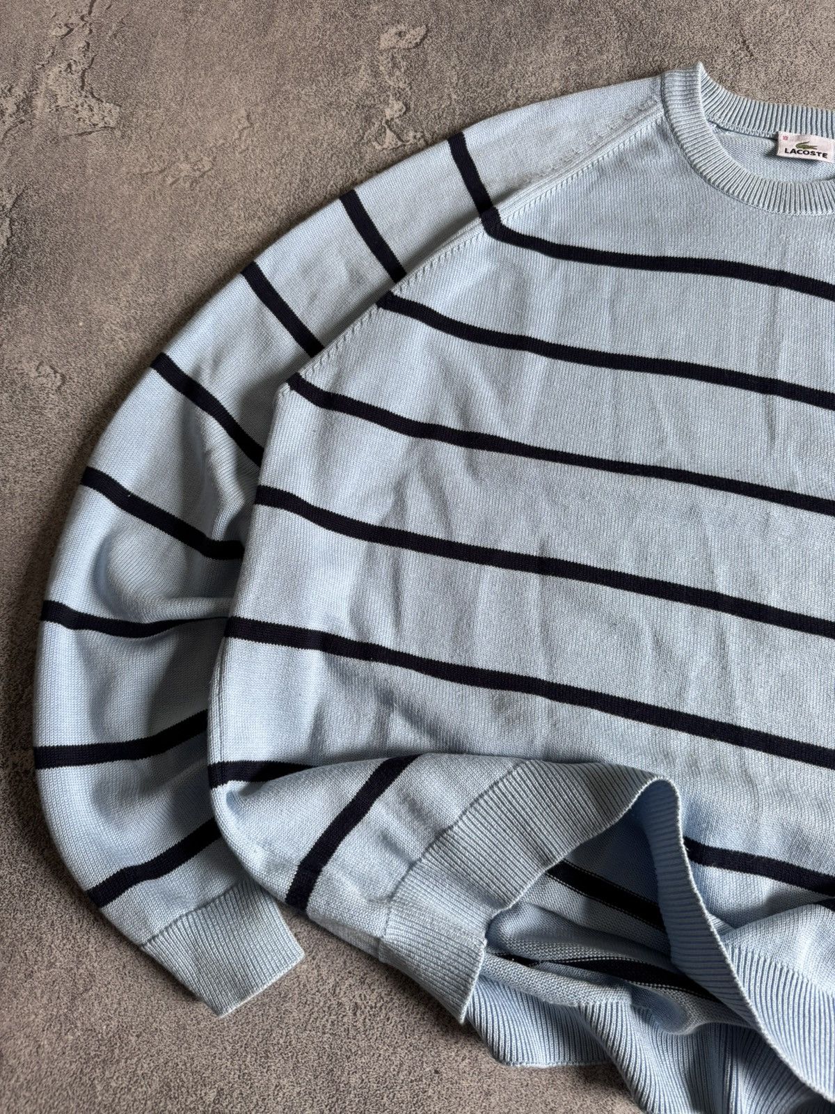 Lacoste × Vintage Lacoste 10size striped blue knitwear sweater jumper pullover Size US XXL / EU 58 / 5 - 3 Thumbnail