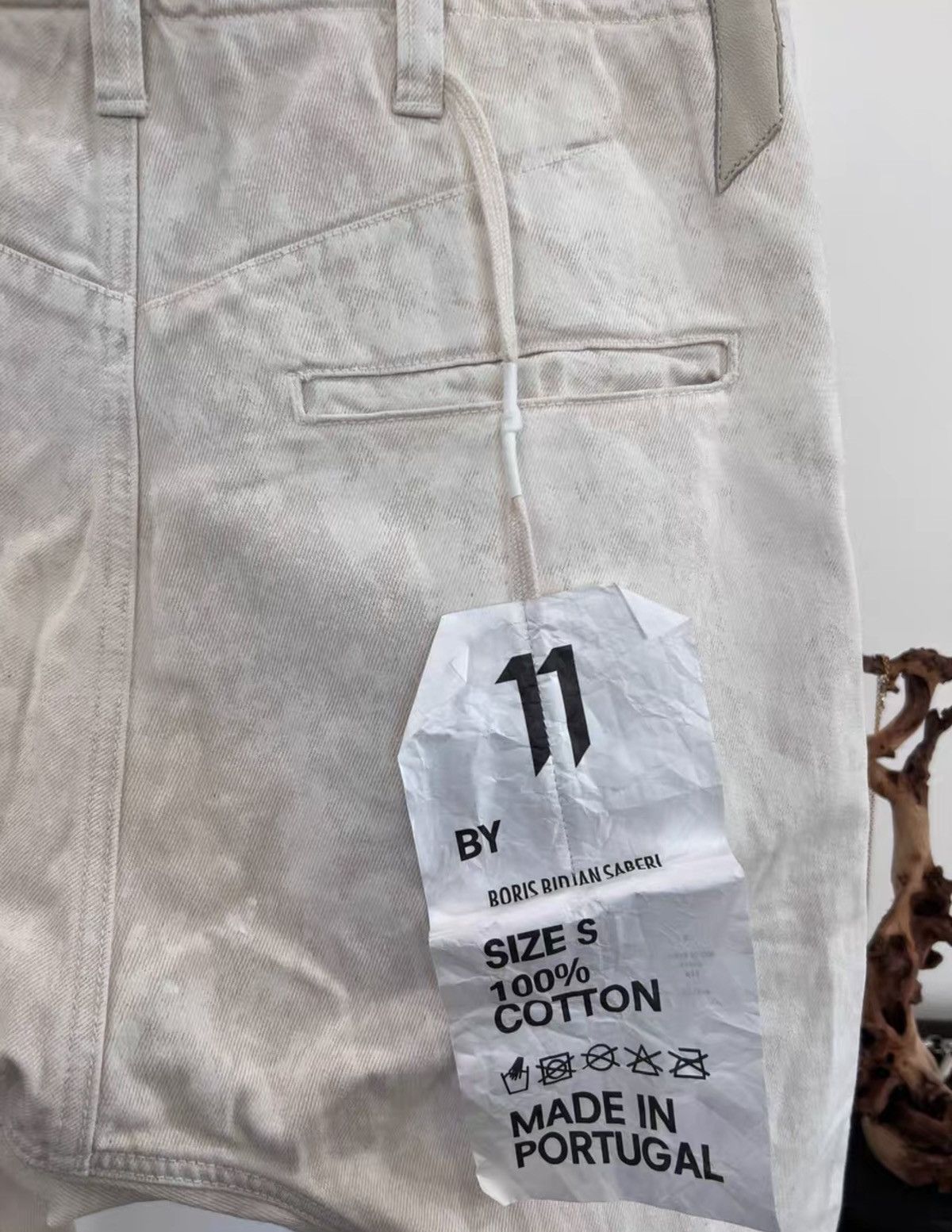 11 By Boris Bidjan Saberi 11ByBBS Heavyweight Spray-Paint Drop-Crotch Denim Shorts Size US 32 / EU 48 - 5 Thumbnail
