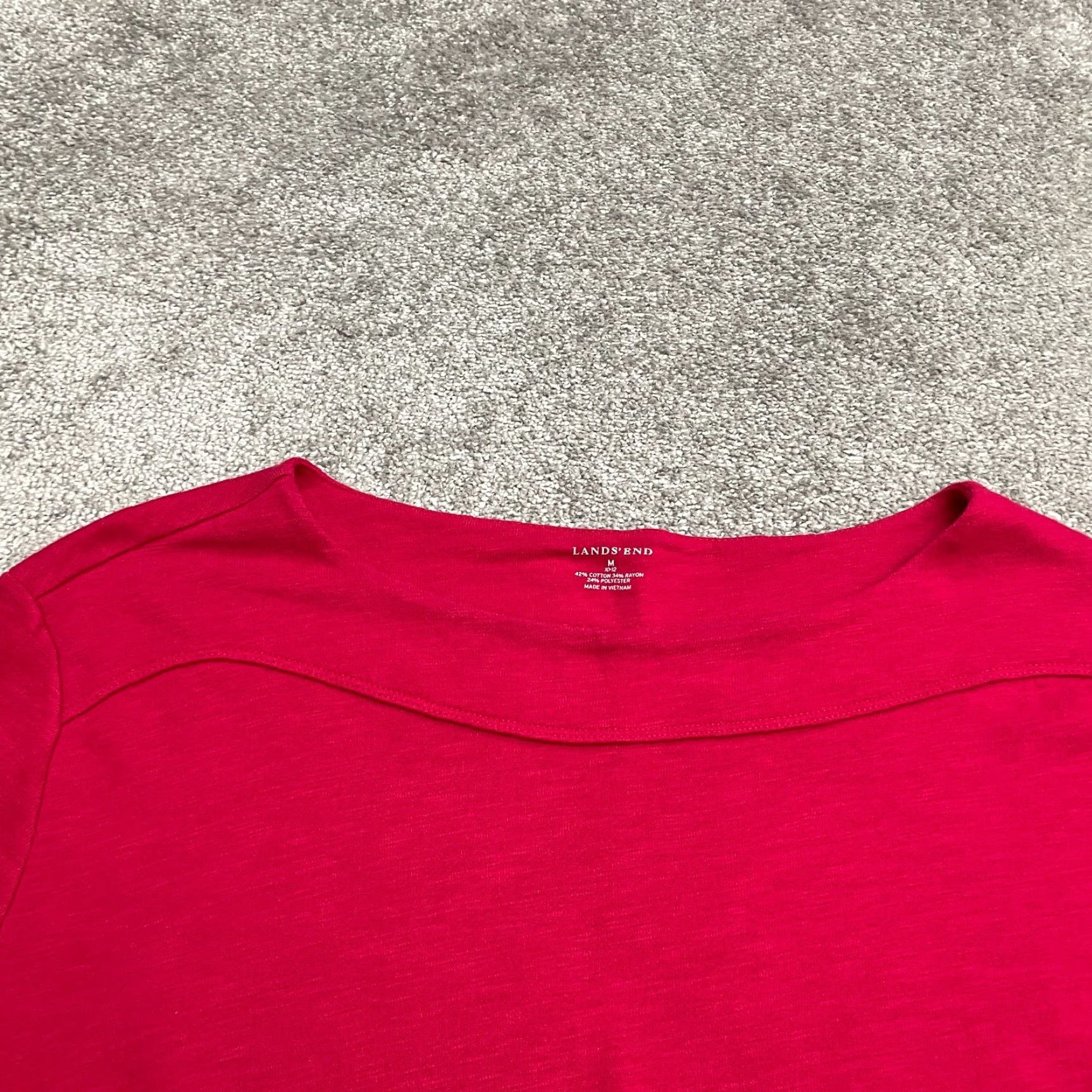 Lands' End Lands' End T-Shirt Mens Medium Mock Neck 3/4 Sleeve Cotton Casual Pink Top Size M / US 6-8 / IT 42-44 - 4 Thumbnail