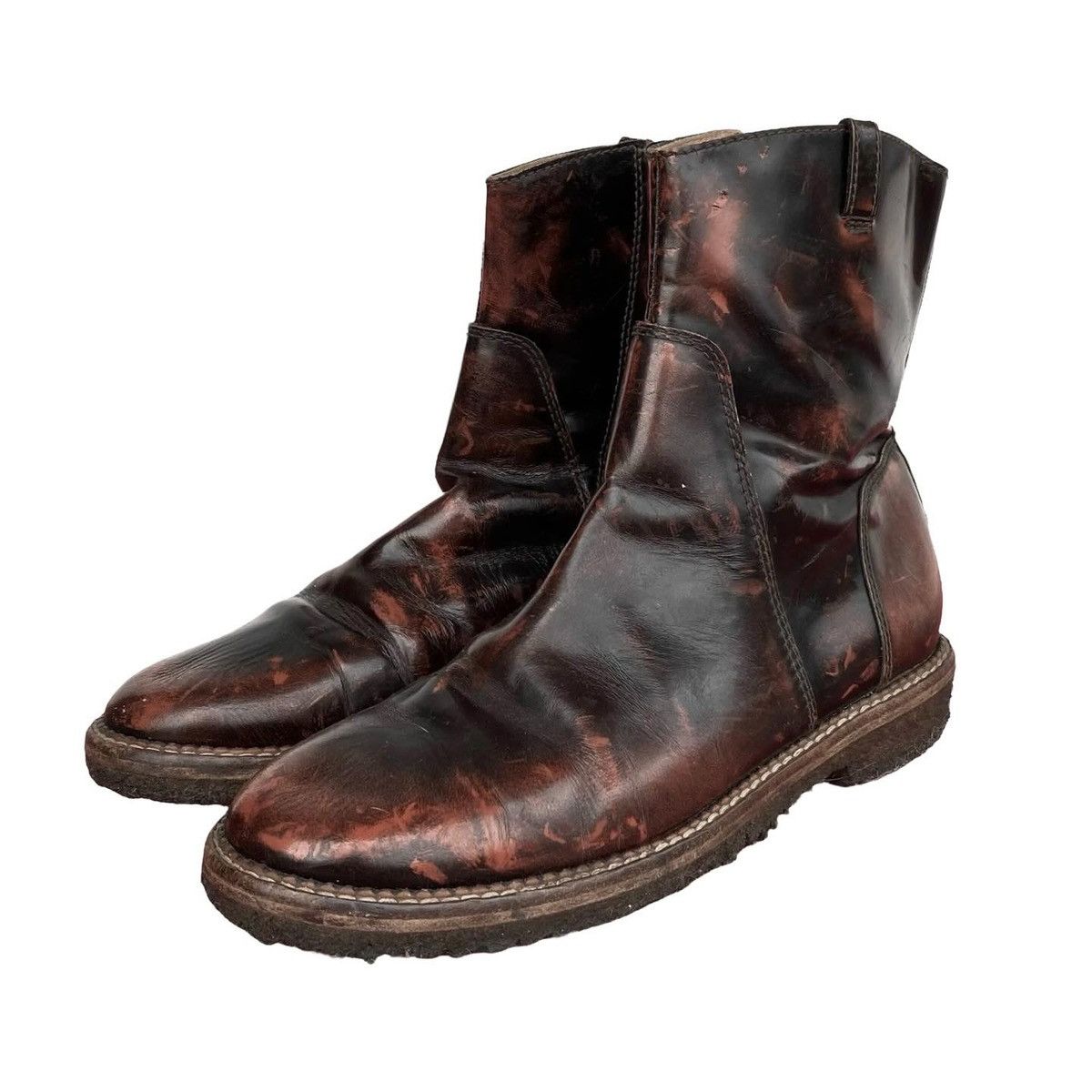 image of Maison Margiela Russet Patina Ankle Boots Size 40Eur in Red, Men's