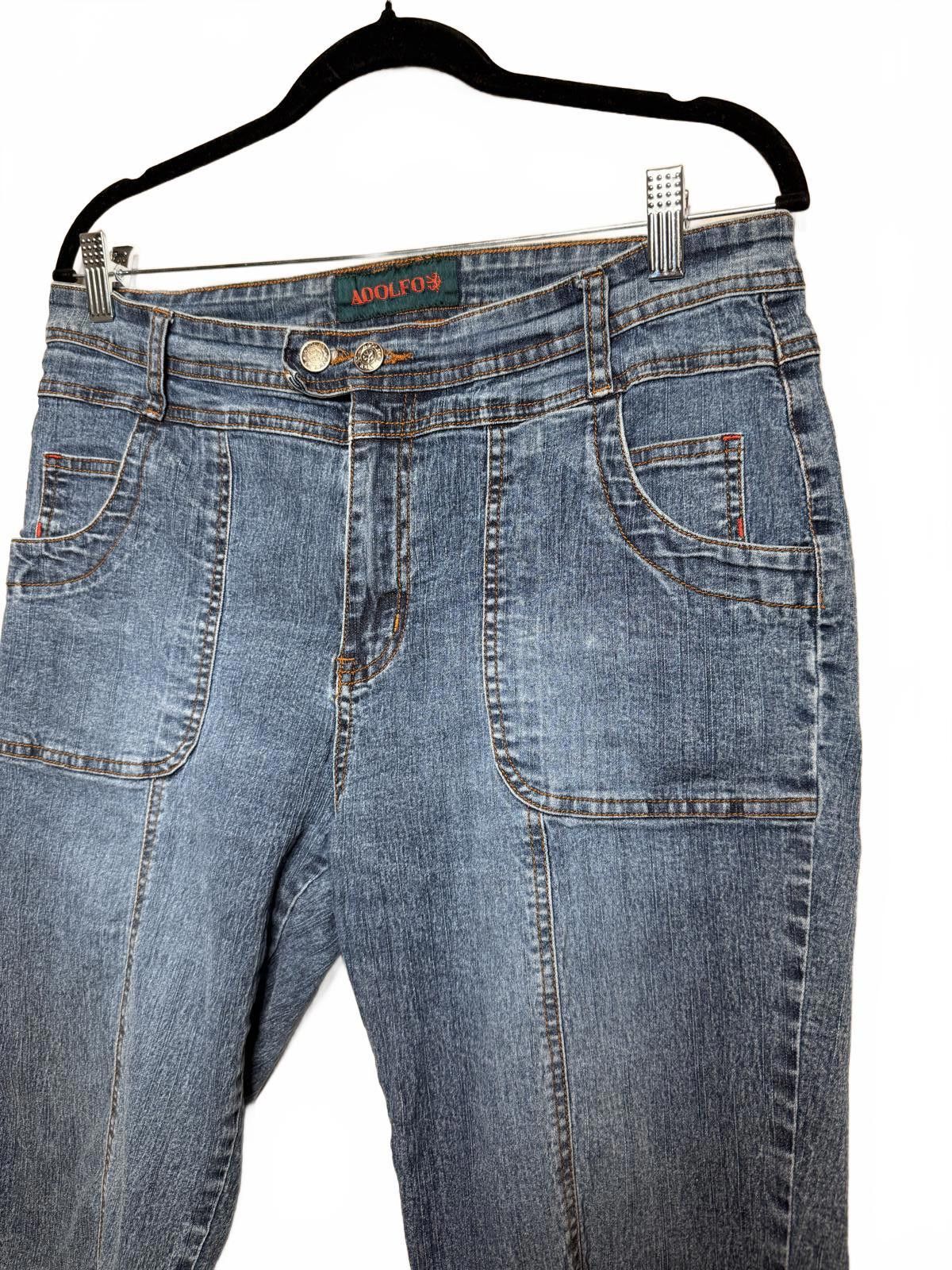 Designer Y2K 2000s Style Blue Denim Capri Jeans Size 34" / US 12 / IT 48 - 2 Thumbnail