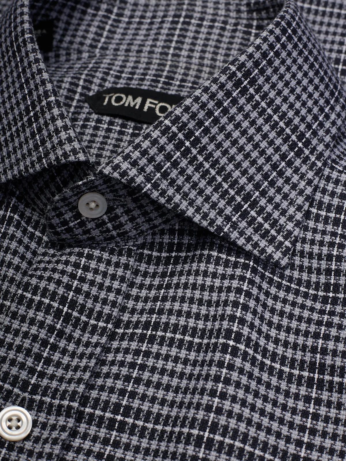 Tom Ford TOM FORD Gray Plaid Micro Pattern Cotton Dress Shirt Size US M / EU 48-50 / 2 - 5 Thumbnail