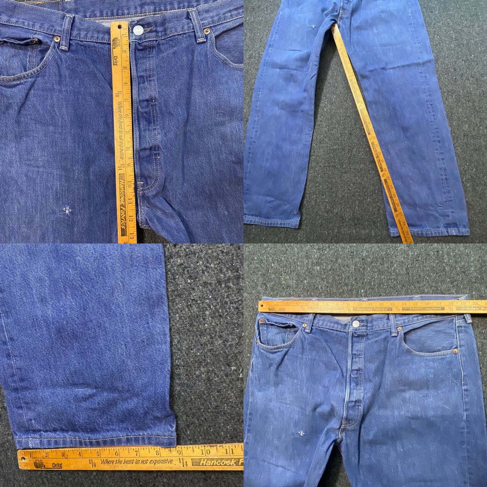 Levi's Levi's 501 Original Fit Jeans Men Blue Denim Button Fly Straight 42x32 Vintage Distressed 5-Pocket Regular Rise Medium Wash Jeans Mens Size US 42 / EU 58 - 9 Thumbnail