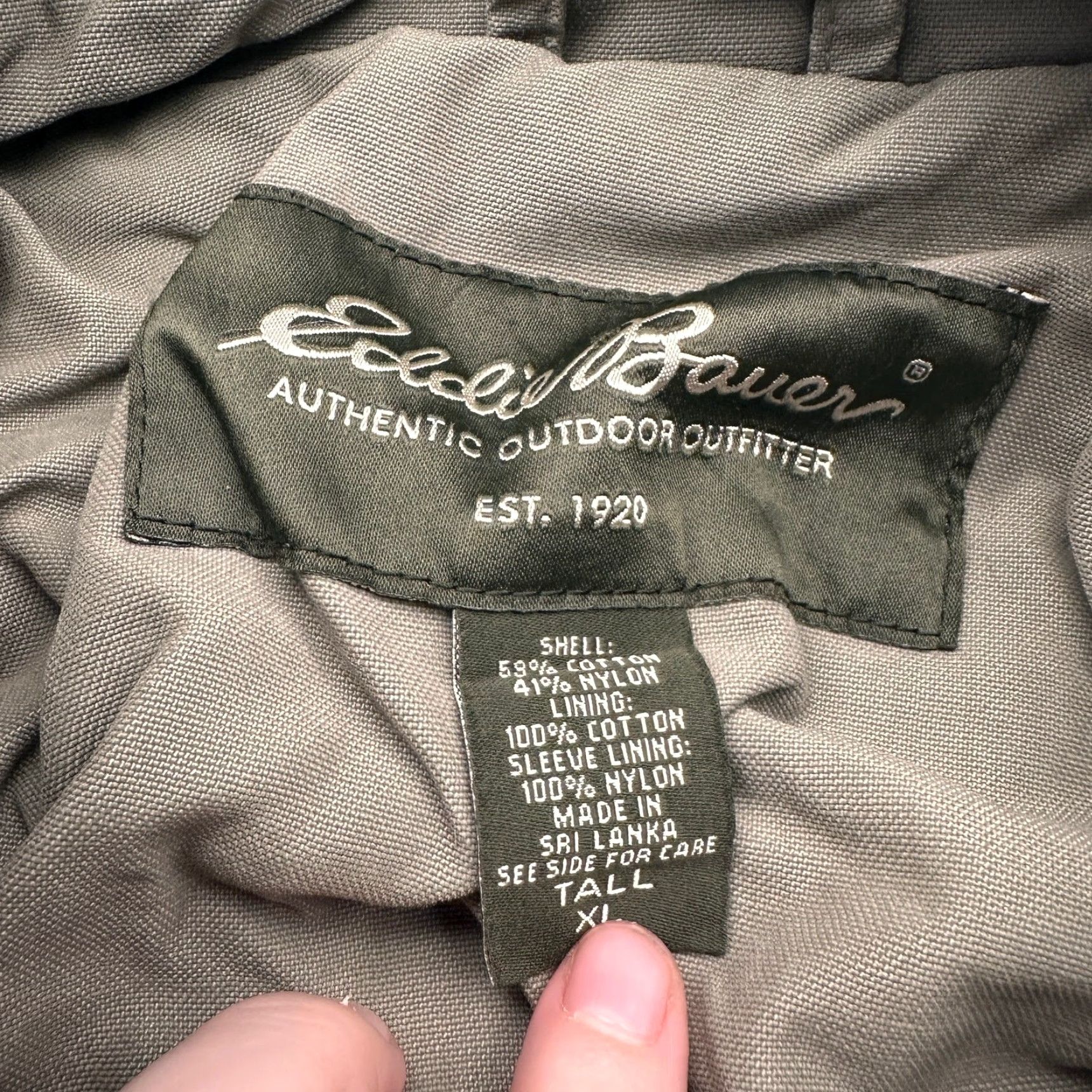 Eddie Bauer VINTAGE Eddie Bauer Button Canvas Field Barn Coat Jacket Mens XLT Tall Olive Green Size US XL / EU 56 / 4 - 3 Thumbnail