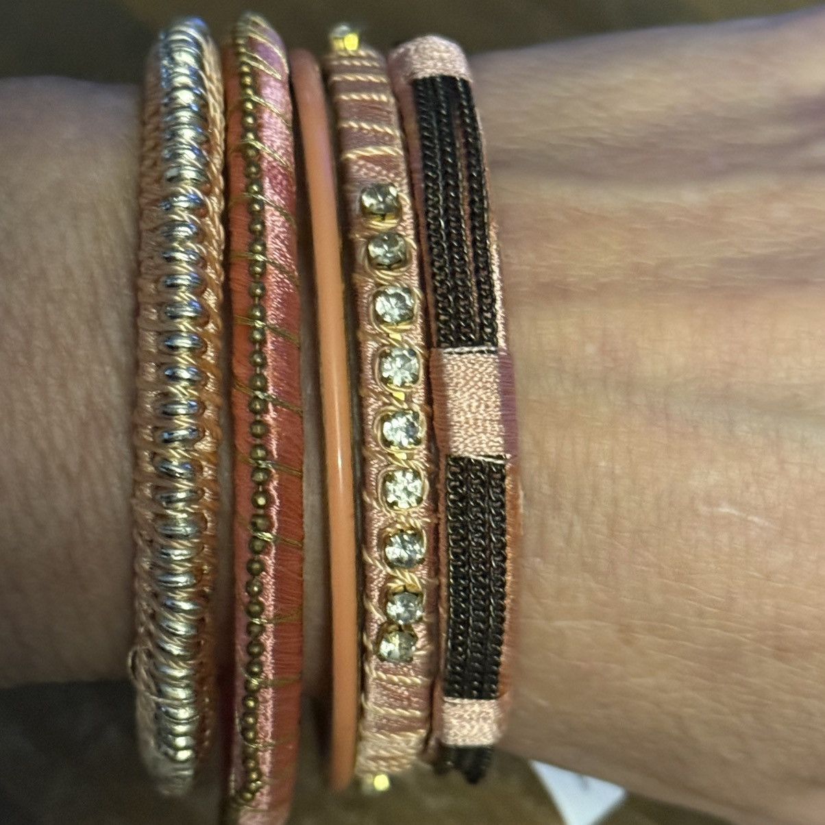 Other Embellished rose silk bangle bracelets set Size ONE SIZE - 2 Thumbnail