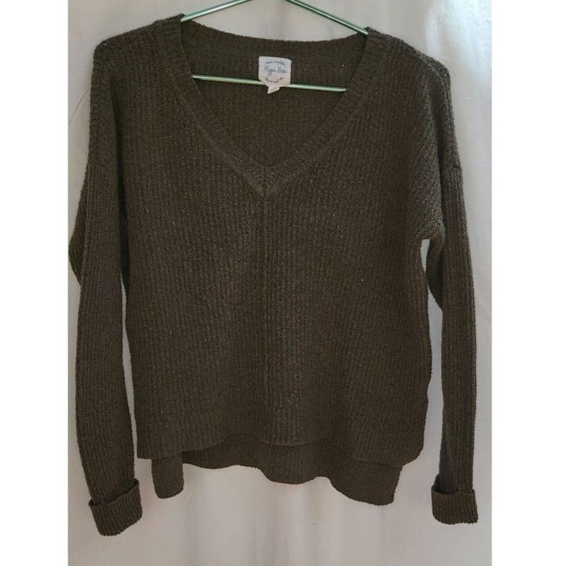 Other Hippie Rose Ribbed Olive Green Tunic Sweater Top Size Medium Size M / US 6-8 / IT 42-44 - 1 Thumbnail