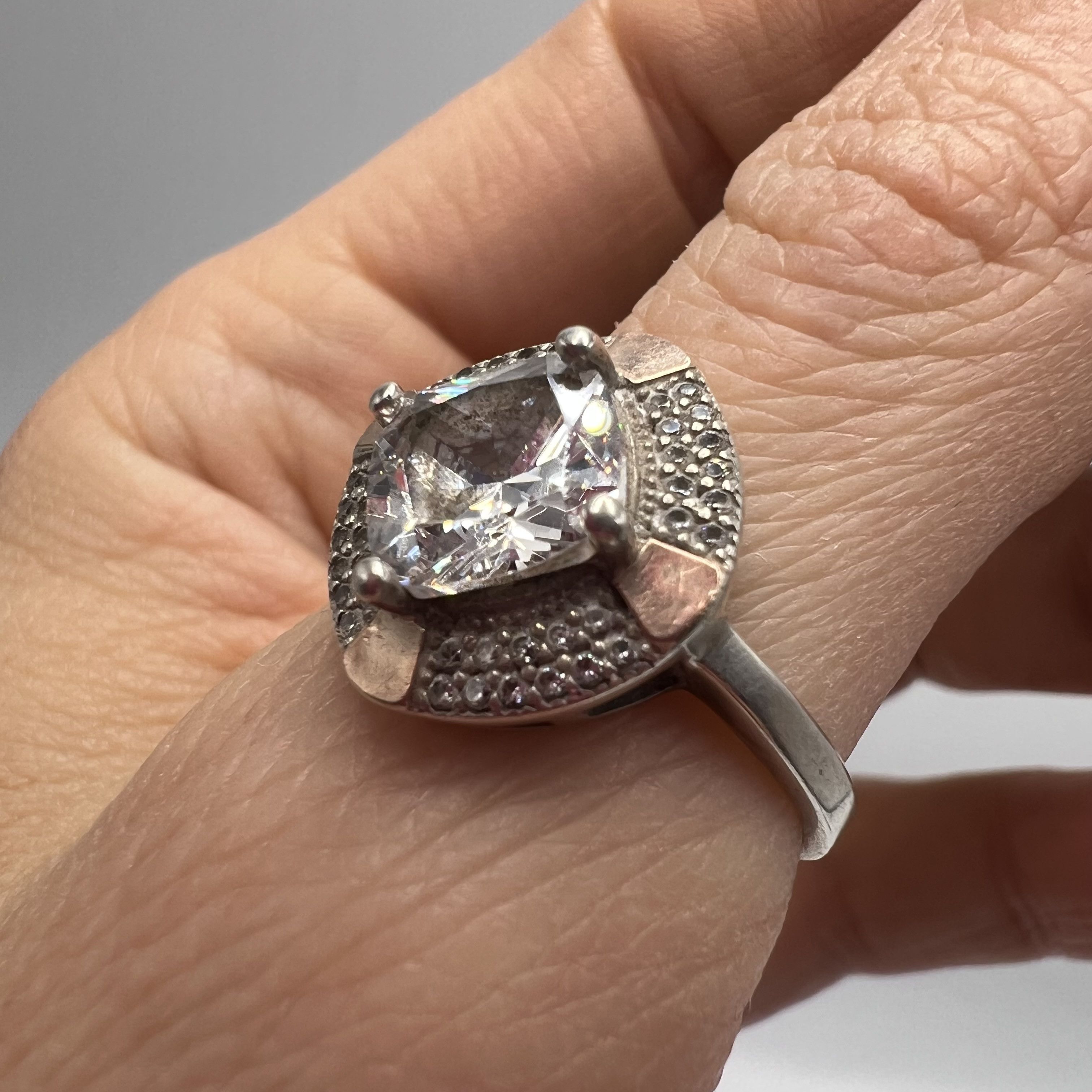 Vintage Vintage Ring Gilt Sterling Silver 925 Stone Jewelry S 8.5US Size ONE SIZE - 4 Thumbnail