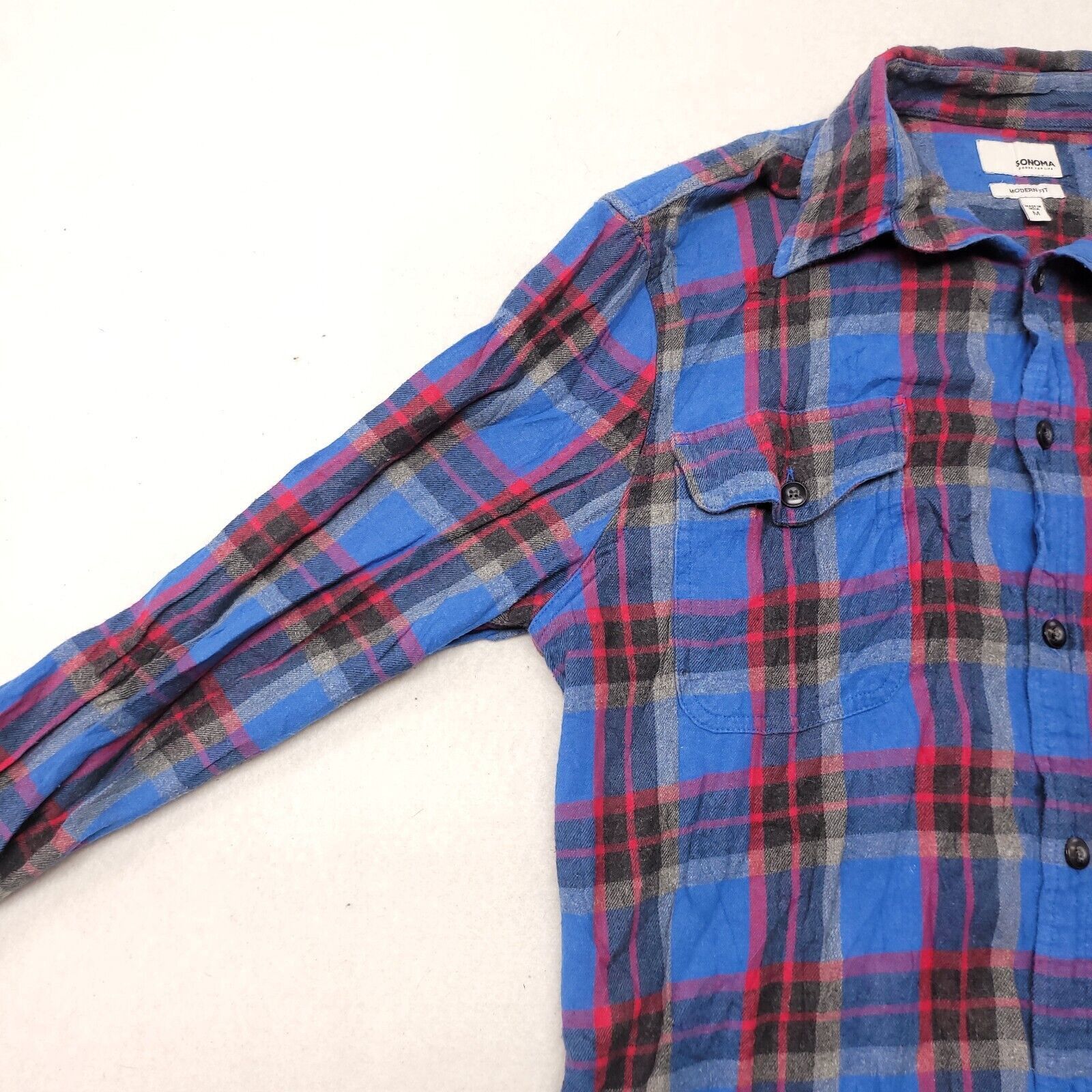 Sonoma Sonoma Tartan Flannel Button Up Shirt Mens Size Medium Blue Size US M / EU 48-50 / 2 - 4 Thumbnail
