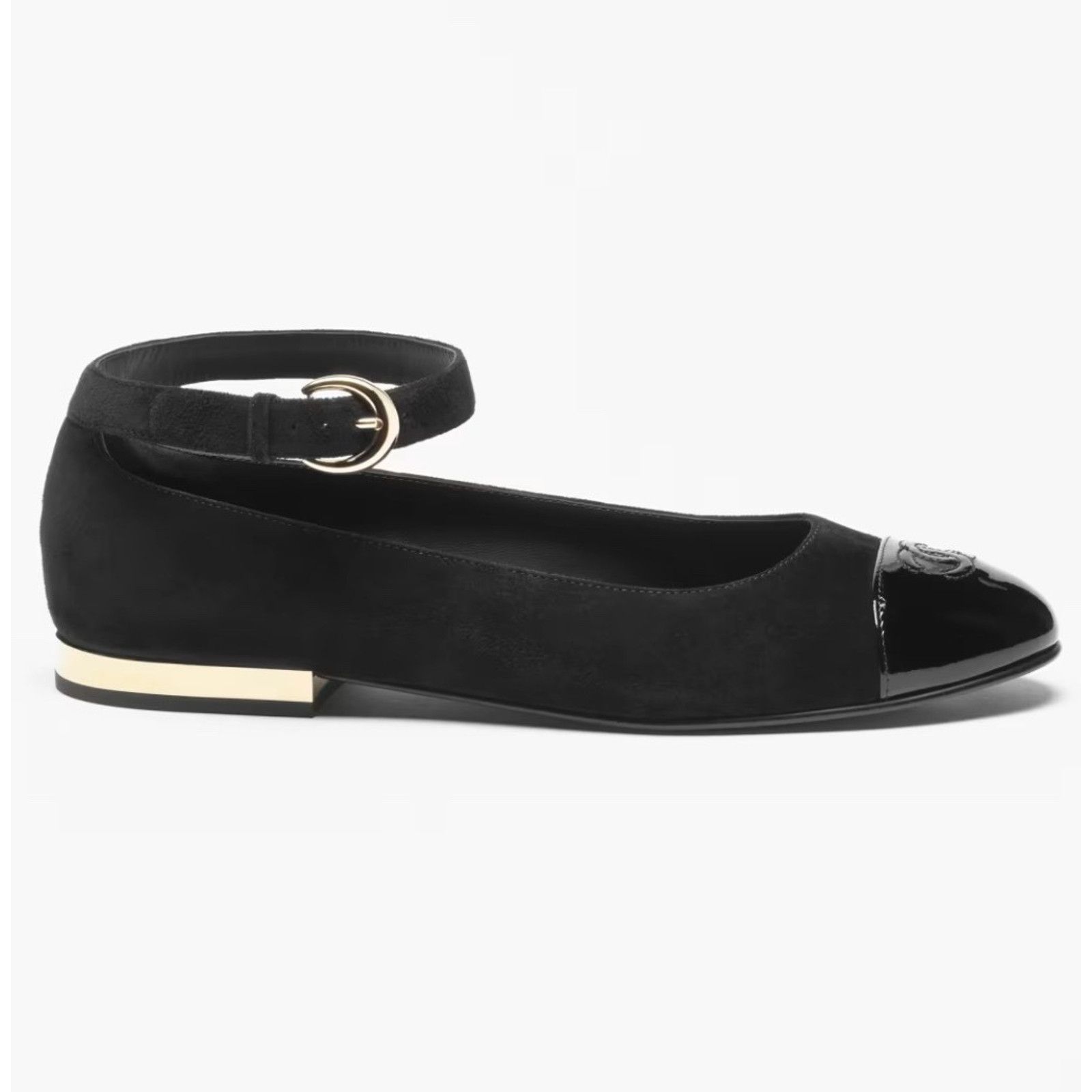 Chanel Chanel Black Suede Patent CC Mary Jane Flat 40 Size US 9 / IT 39 - 1 Thumbnail