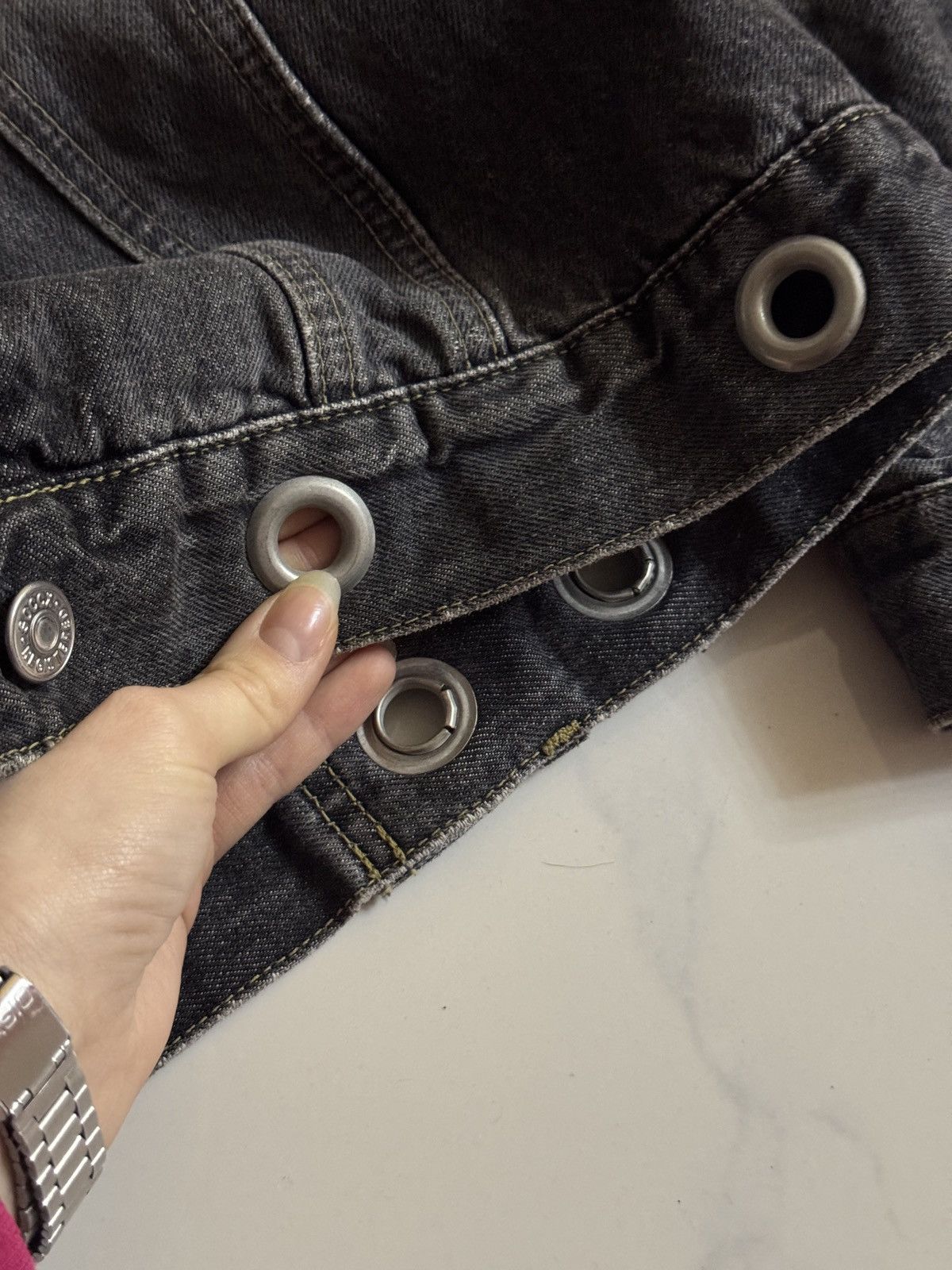 Vintage Denim jacket L vintage street vibe + metal rings Size US L / EU 52-54 / 3 - 3 Thumbnail
