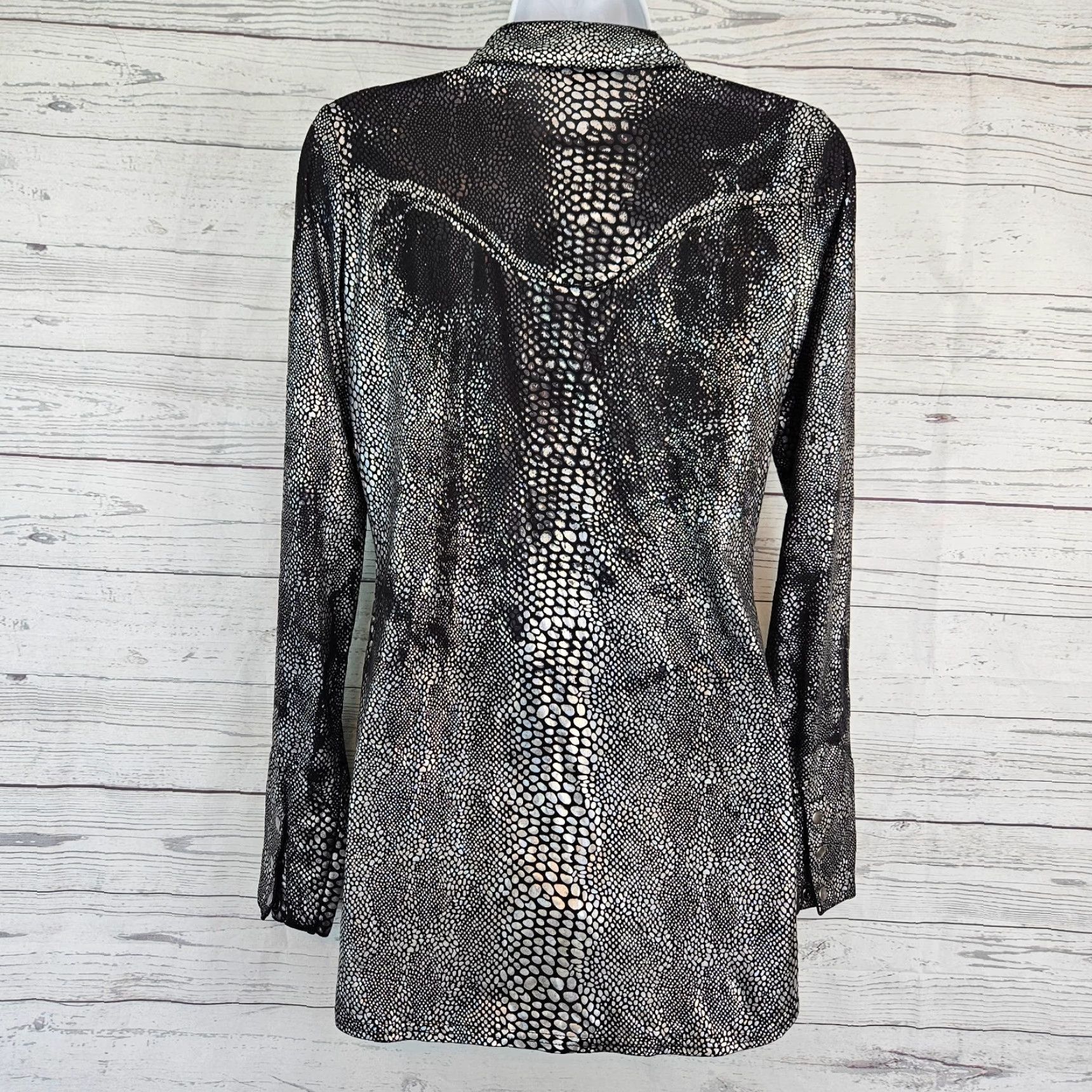 Roper Roper Womens Button-Up Top Sz Small Black Long Sleeve Snap Collared Vintage No 25" Sleeves 28" Length Size S / US 4 / IT 40 - 3 Thumbnail