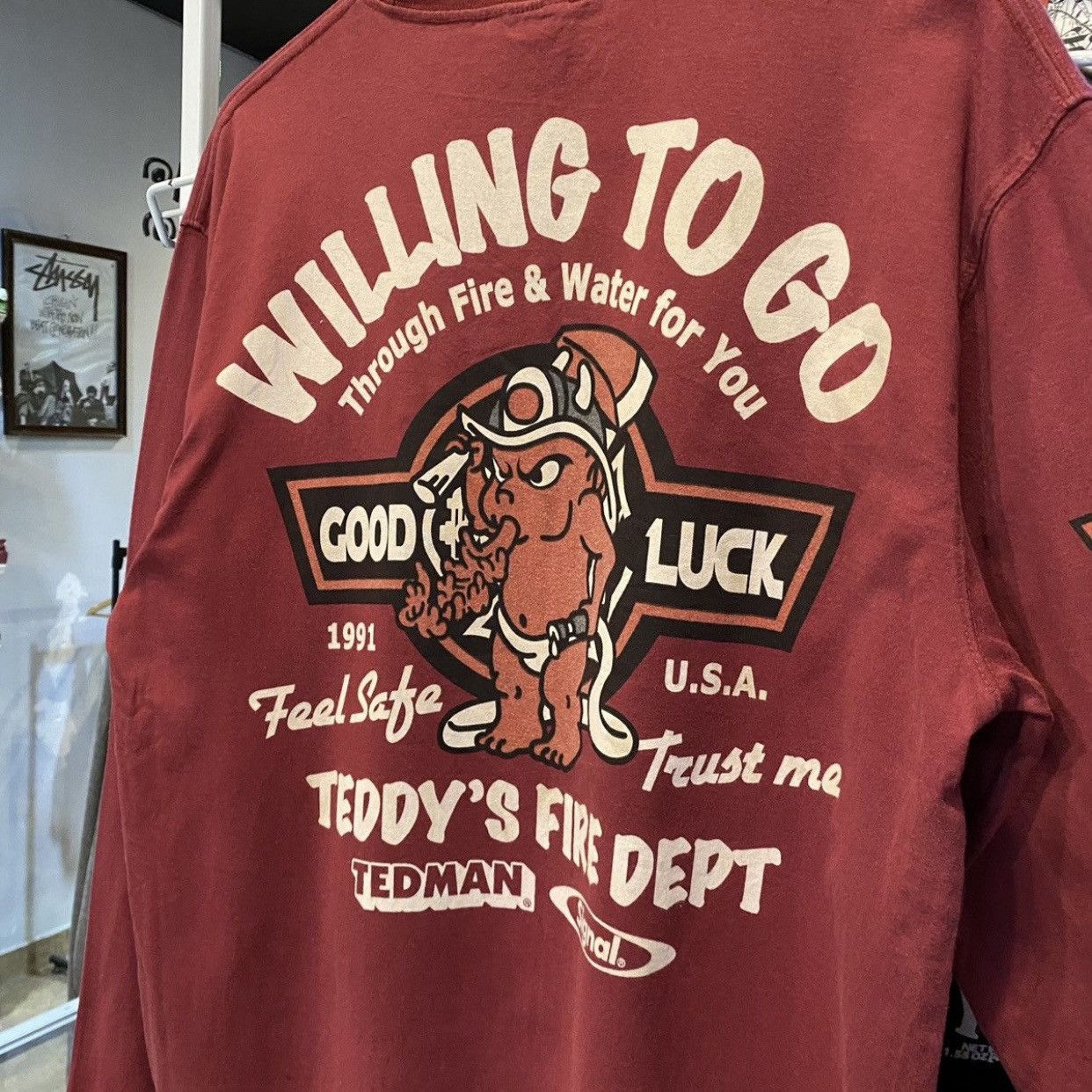 Tedman RARE🔥VINTAGE TEDMAN FIRE FIGHTER L/S SHIRT Size US L / EU 52-54 / 3 - 5 Thumbnail