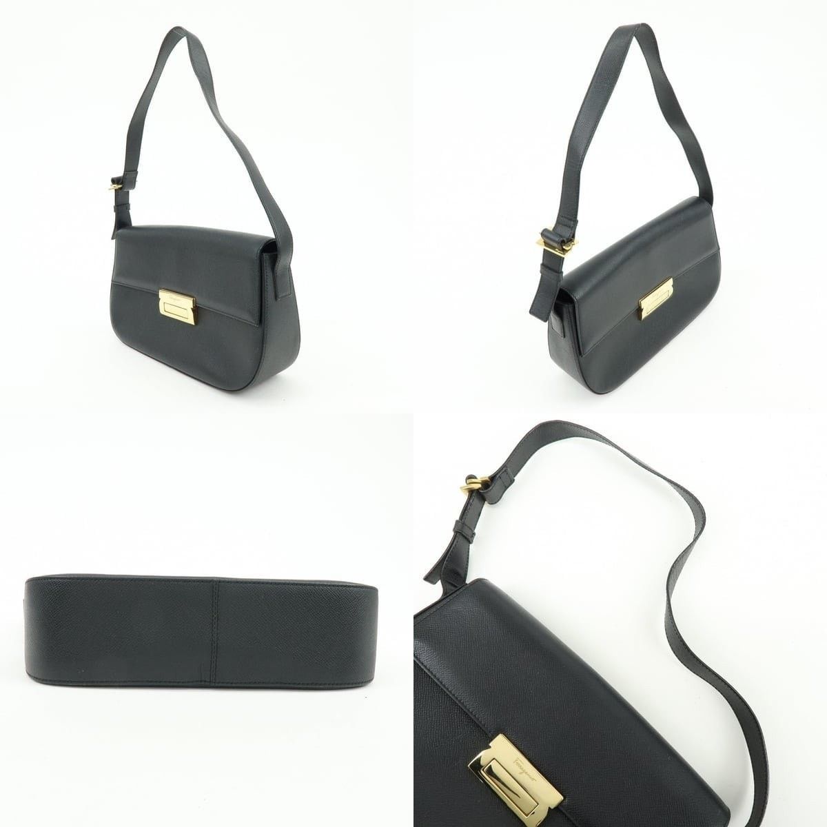 Salvatore Ferragamo Ferragamo Calfskin Shoulder Bag Black Size ONE SIZE - 3 Thumbnail