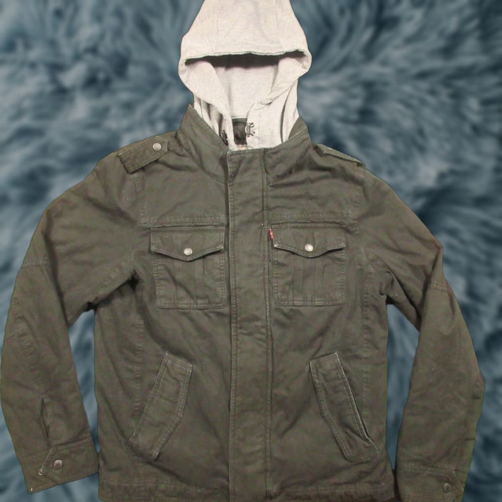 Levi's Levi's Jacket Mens Small Black Canvas Bomber Insulated Hooded Quilted Stand-Up Collar Pockets Zip Wind-Resistant Size US S / EU 44-46 / 1 - 1 Thumbnail