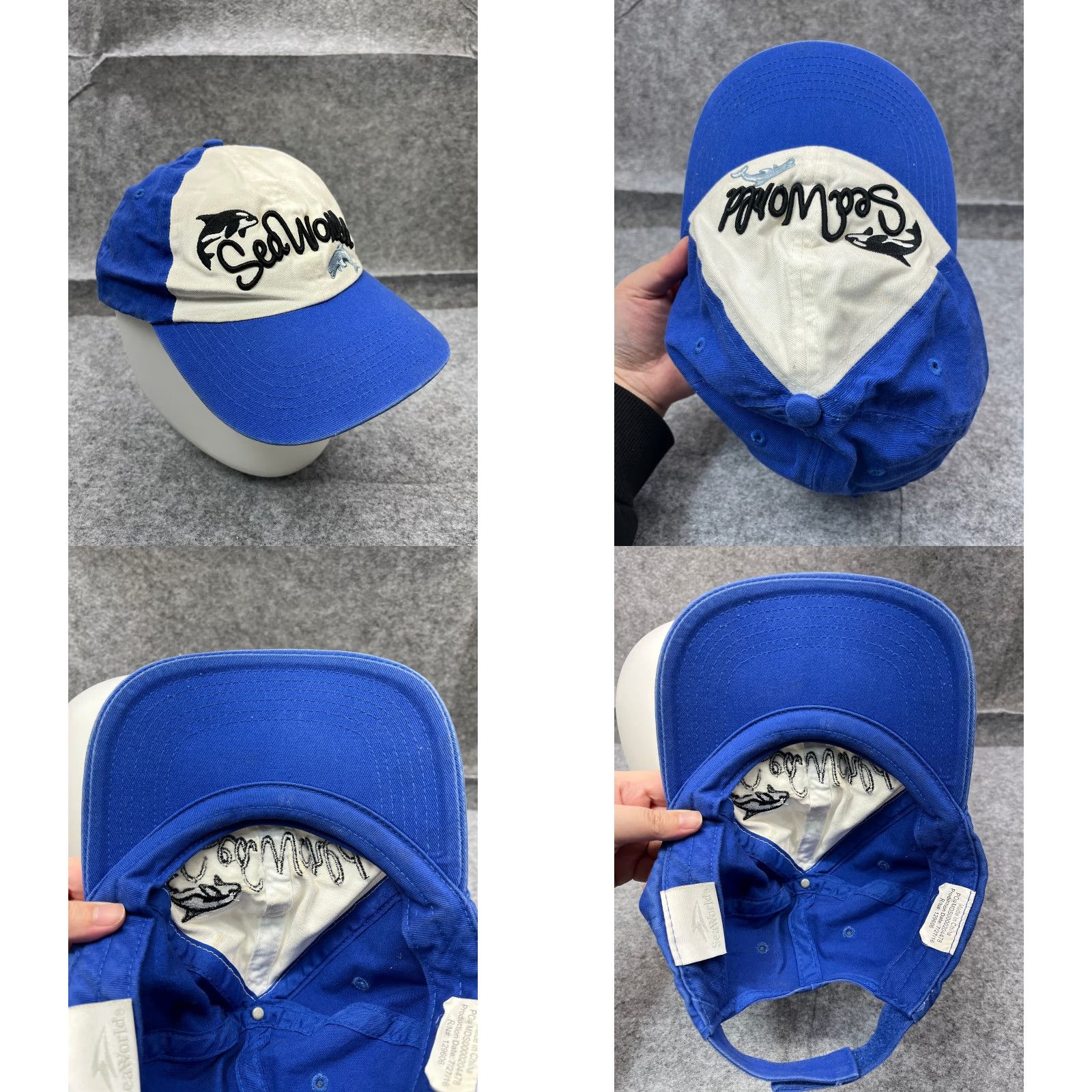 Vintage VINTAGE Seaworld Hat Cap Strap Back Women One Size Blue Cotton Low Profile Dolphin Whale Size ONE SIZE - 8 Thumbnail