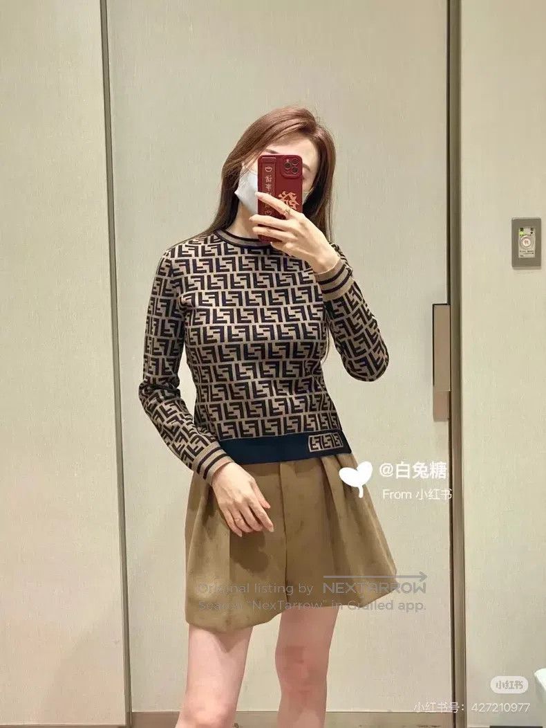 Fendi Fendi Brown knitted sweater with FF monogram logo Size S / US 4 / IT 40 - 8 Thumbnail