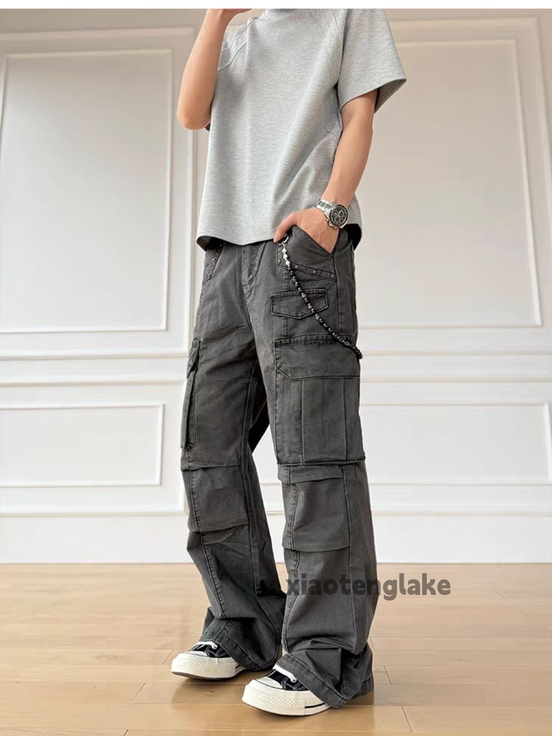 Vintage Unisex washed retro faded loose baggy pleated pants Size US 32 / EU 48 - 1 Thumbnail