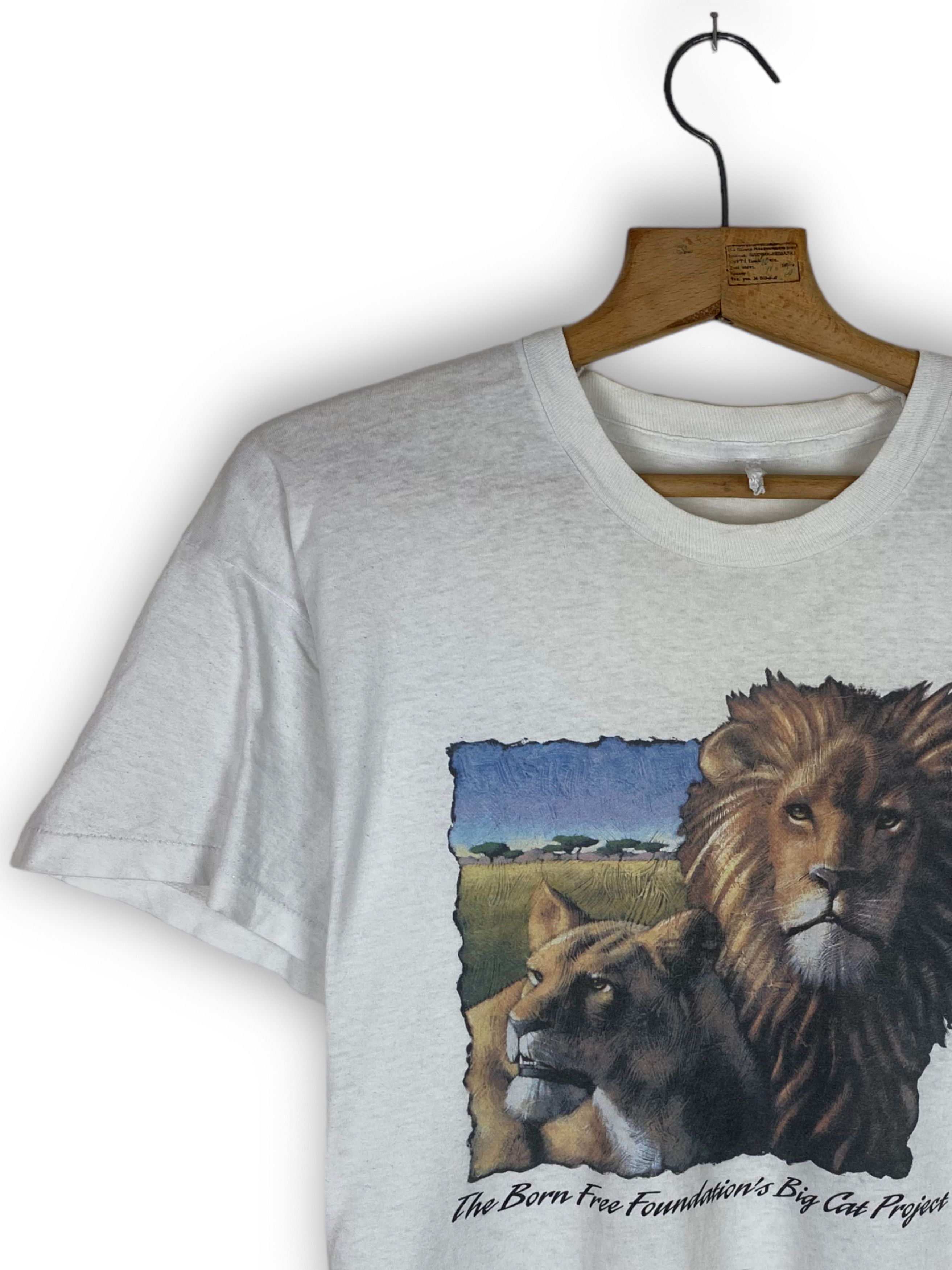 Vintage RARE! 90s Vintage Big Lions White Single Stitch T-Shirt M476 Size US XL / EU 56 / 4 - 3 Thumbnail