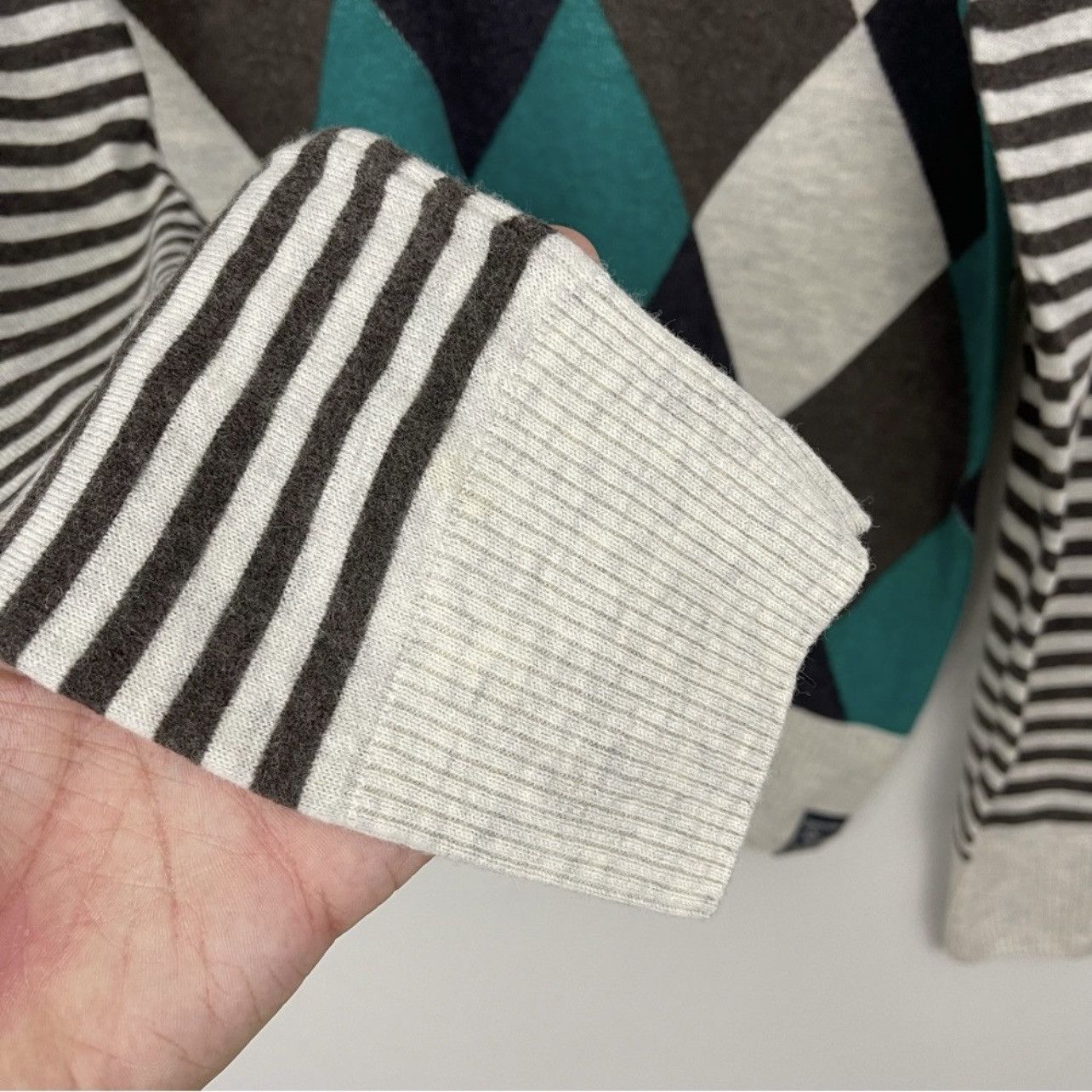 Scotch & Soda Scotch & Soda V-Neck Mixed Print Wool Blend Sweater Size US XL / EU 56 / 4 - 8 Thumbnail