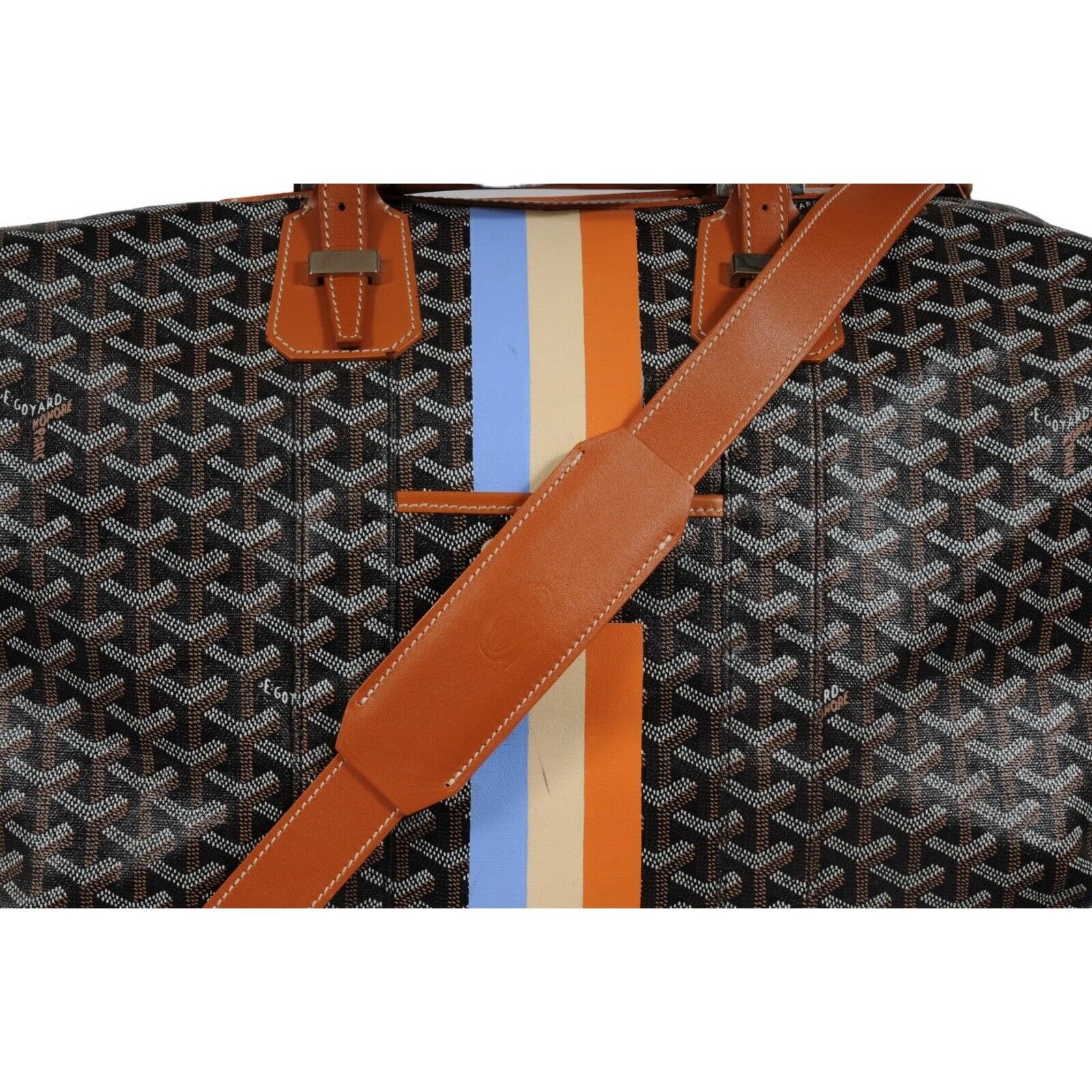 Goyard Boeing 45 Black Brown Leather Duffle Travel Carry On Size ONE SIZE - 4 Thumbnail
