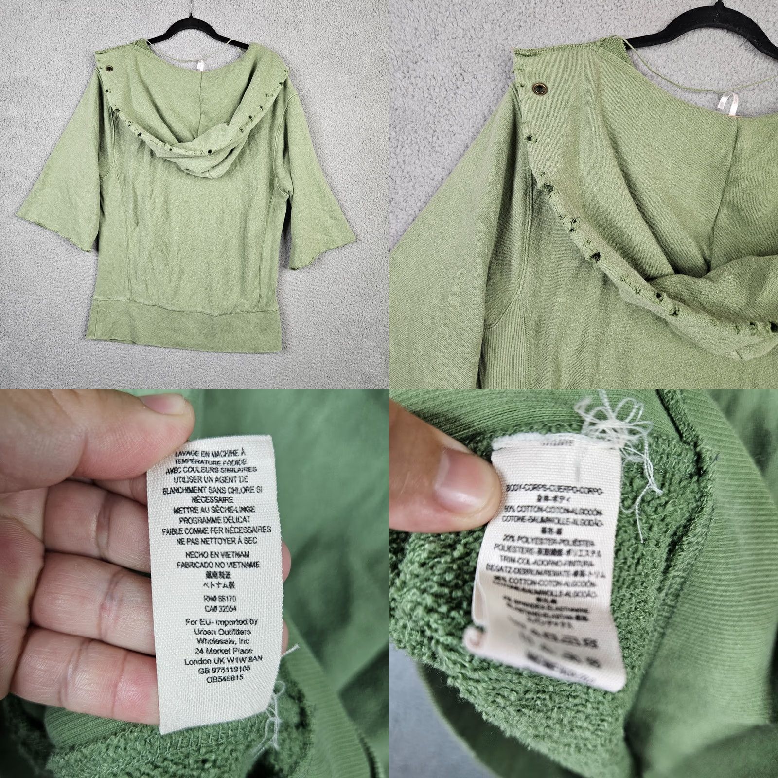 Free People Free People Green V-Neck Sweatshirt Top Women XS Elbow Sleeve Size XS / US 0-2 / IT 36-38 - 8 Thumbnail